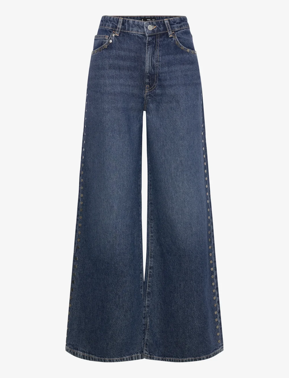 Mango - Wide-leg studded jeans - hosen mit weitem bein - open blue - 0