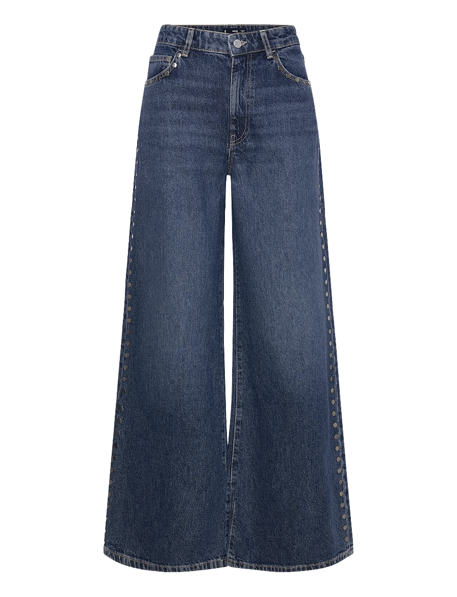 Mango - Wide leg studded jeans - brede jeans - open blue - 1