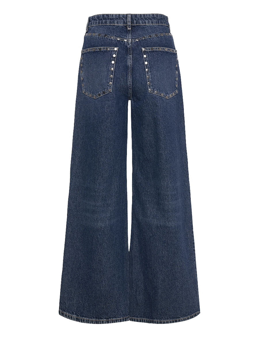 Mango - Wide leg studded jeans - brede jeans - open blue - 2