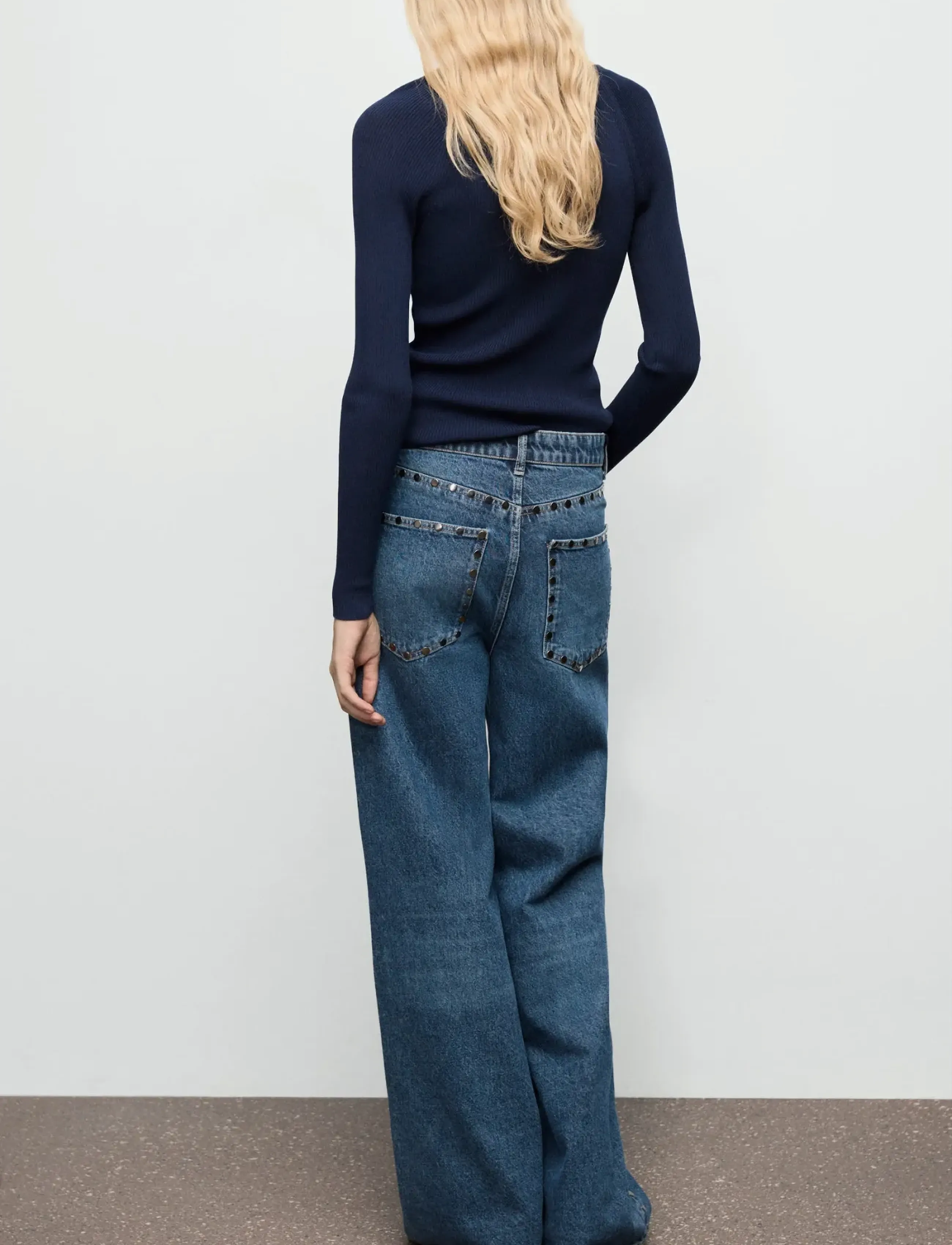 Mango - Wide leg studded jeans - hosen mit weitem bein - open blue - 3