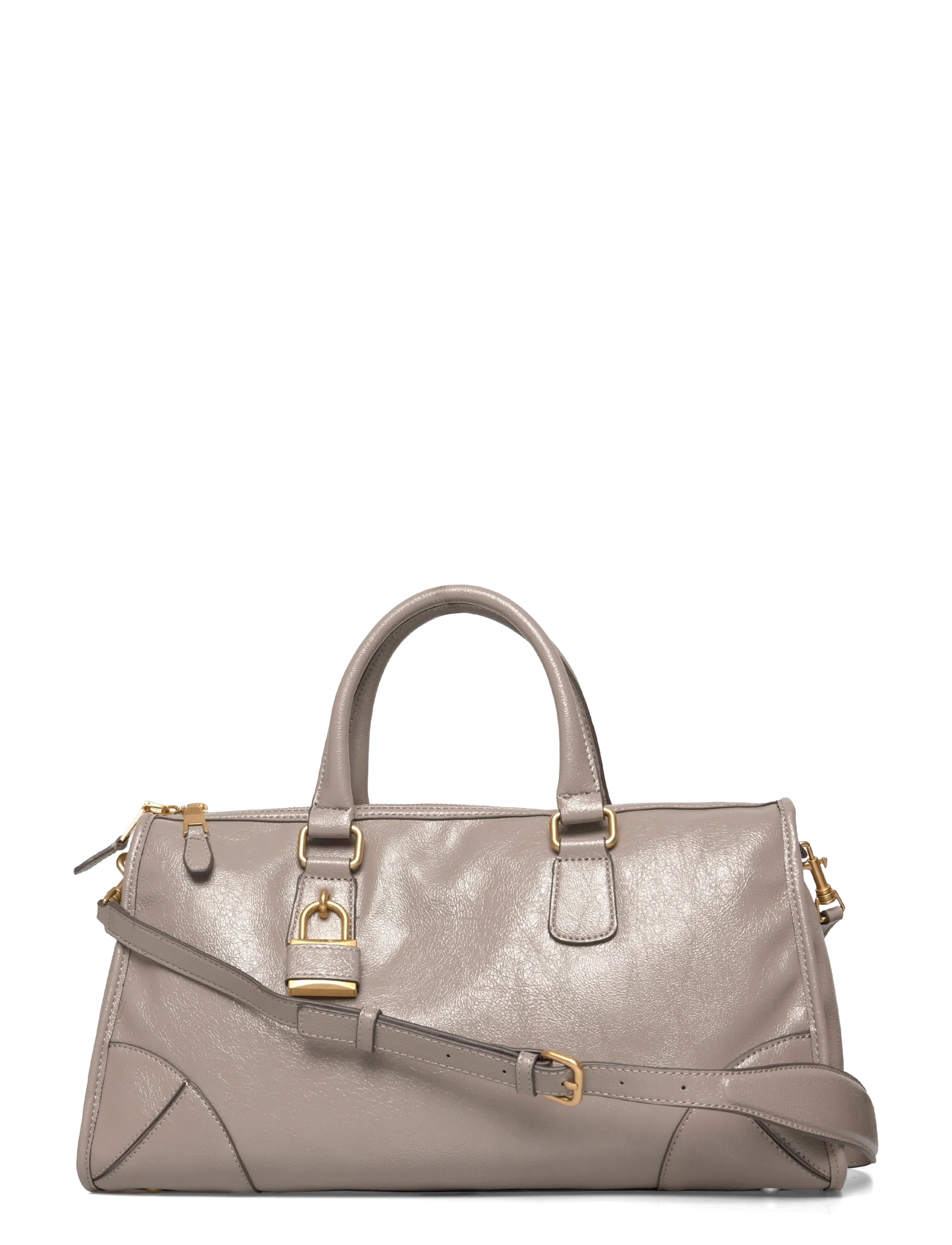 Shiny handbag with handles - GREY
