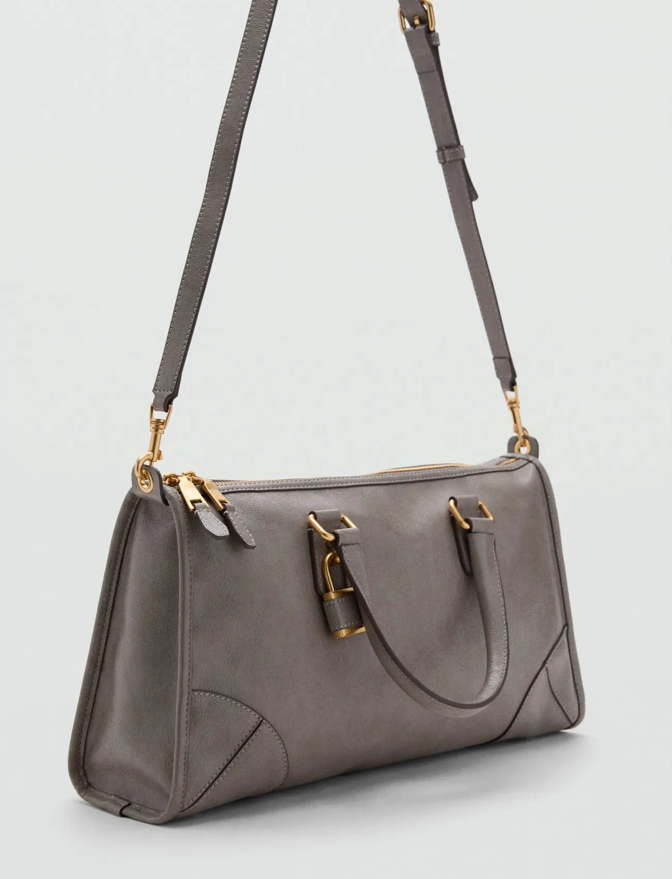 Mango Shiny handbag with handles - Mango - GREY / grey