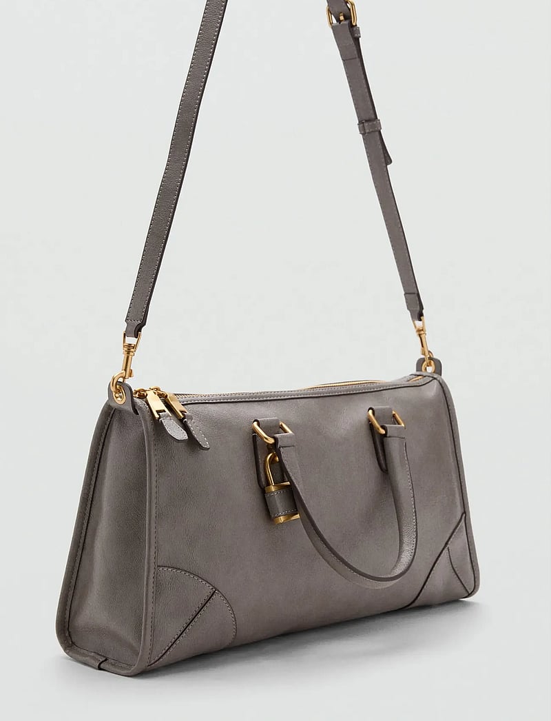 Mango - Shiny handbag with handles - besondere anlässe - grey - 0