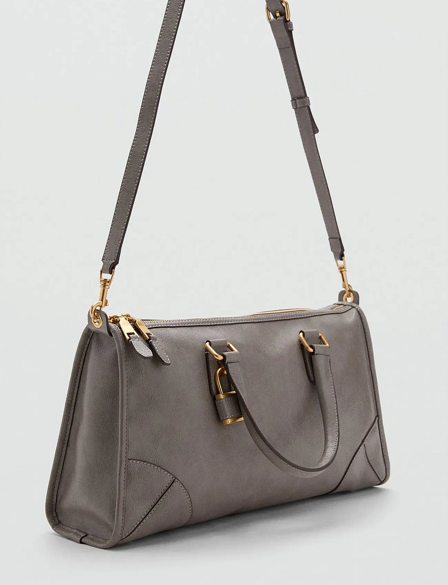 Mango - Shiny handbag with handles - besondere anlässe - grey - 0