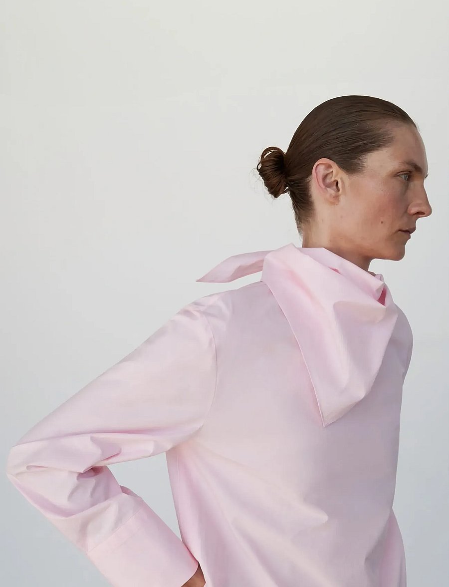 Mango - Poplin blouse with handkerchief - langærmede skjorter - lt-pastel pink - 0