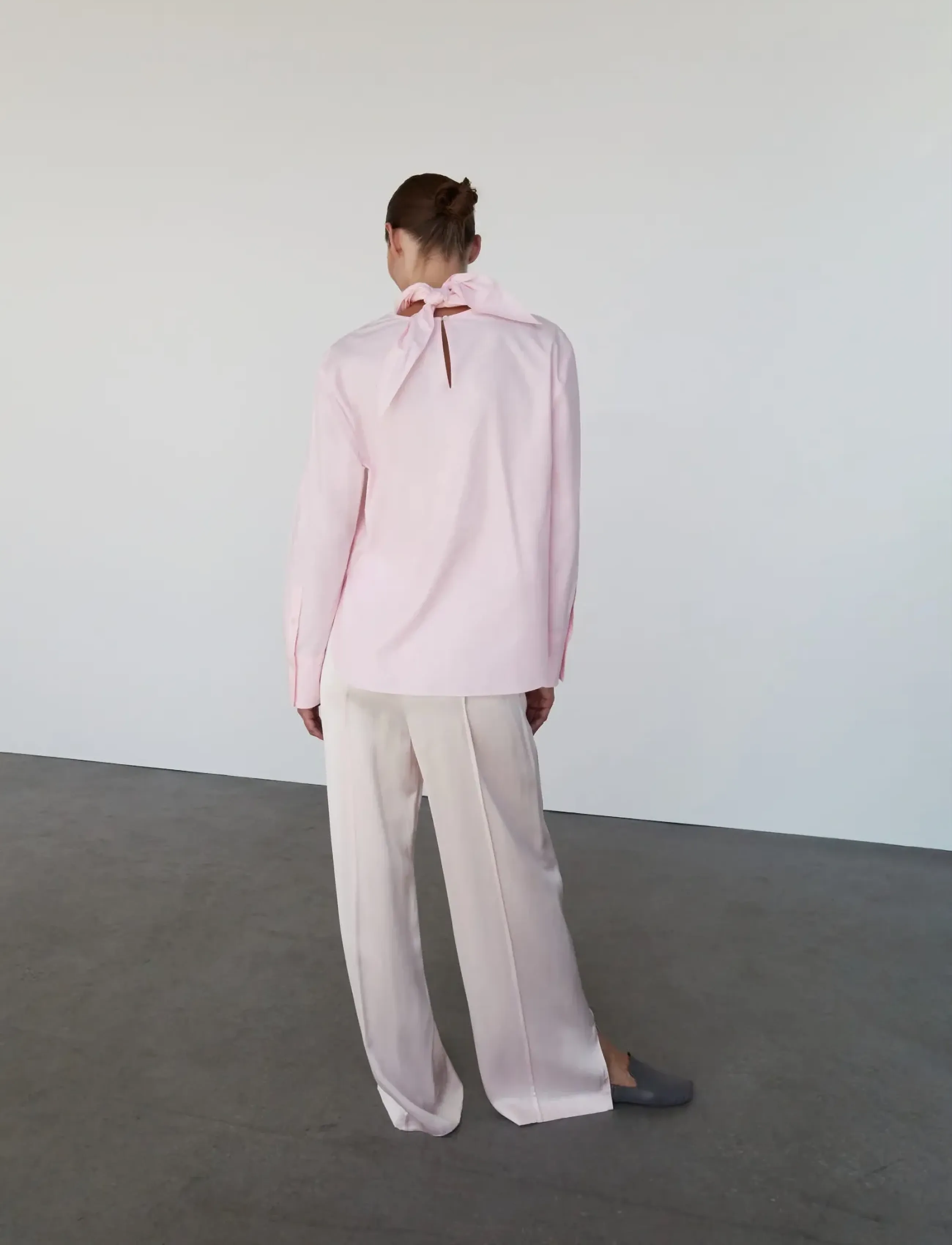 Mango - Poplin blouse with handkerchief - long-sleeved shirts - lt-pastel pink - 3
