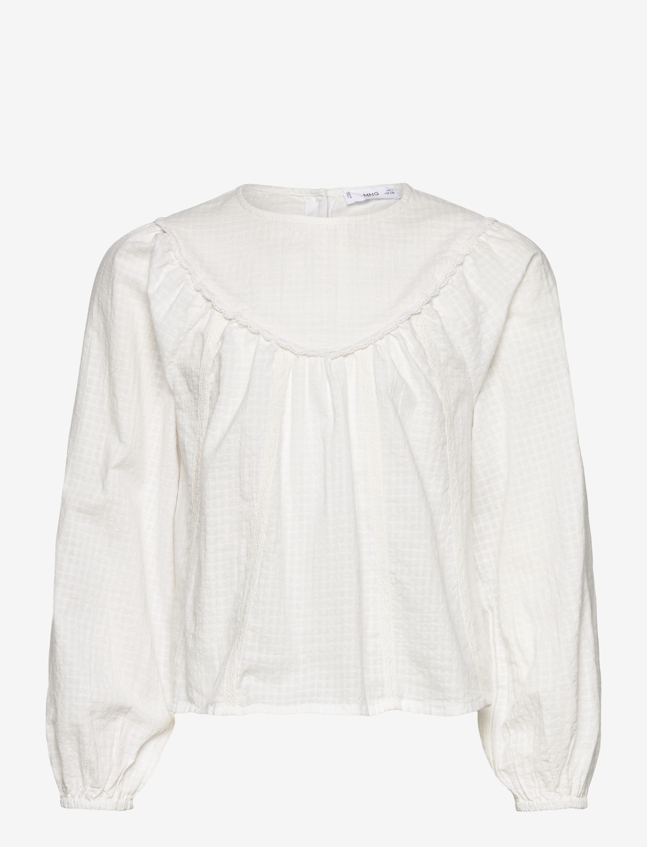 Mango - Blouse with lace trim details - laveste priser - white - 0