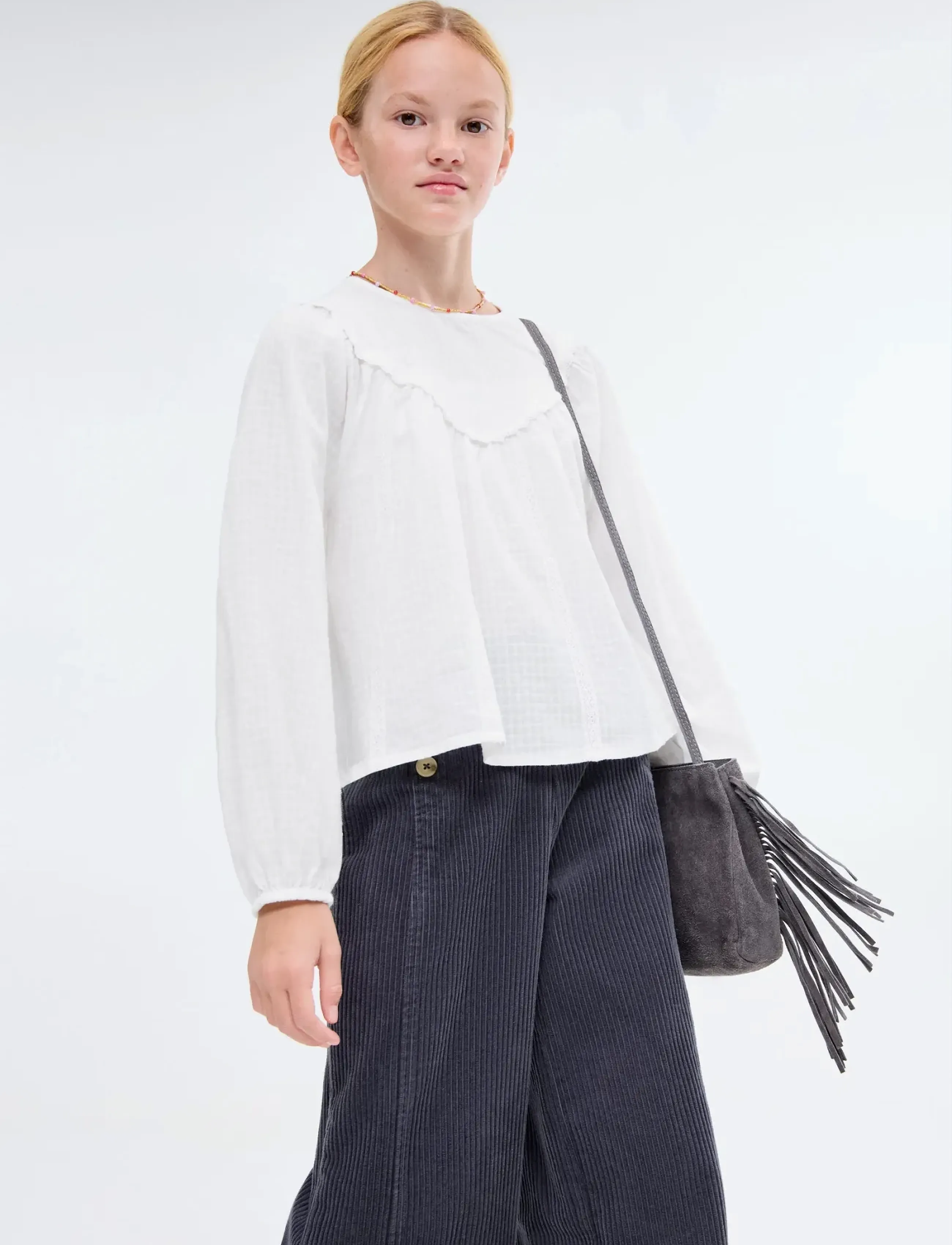 Mango Blouse with lace trim details - Blusen & Tuniken - WHITE / white