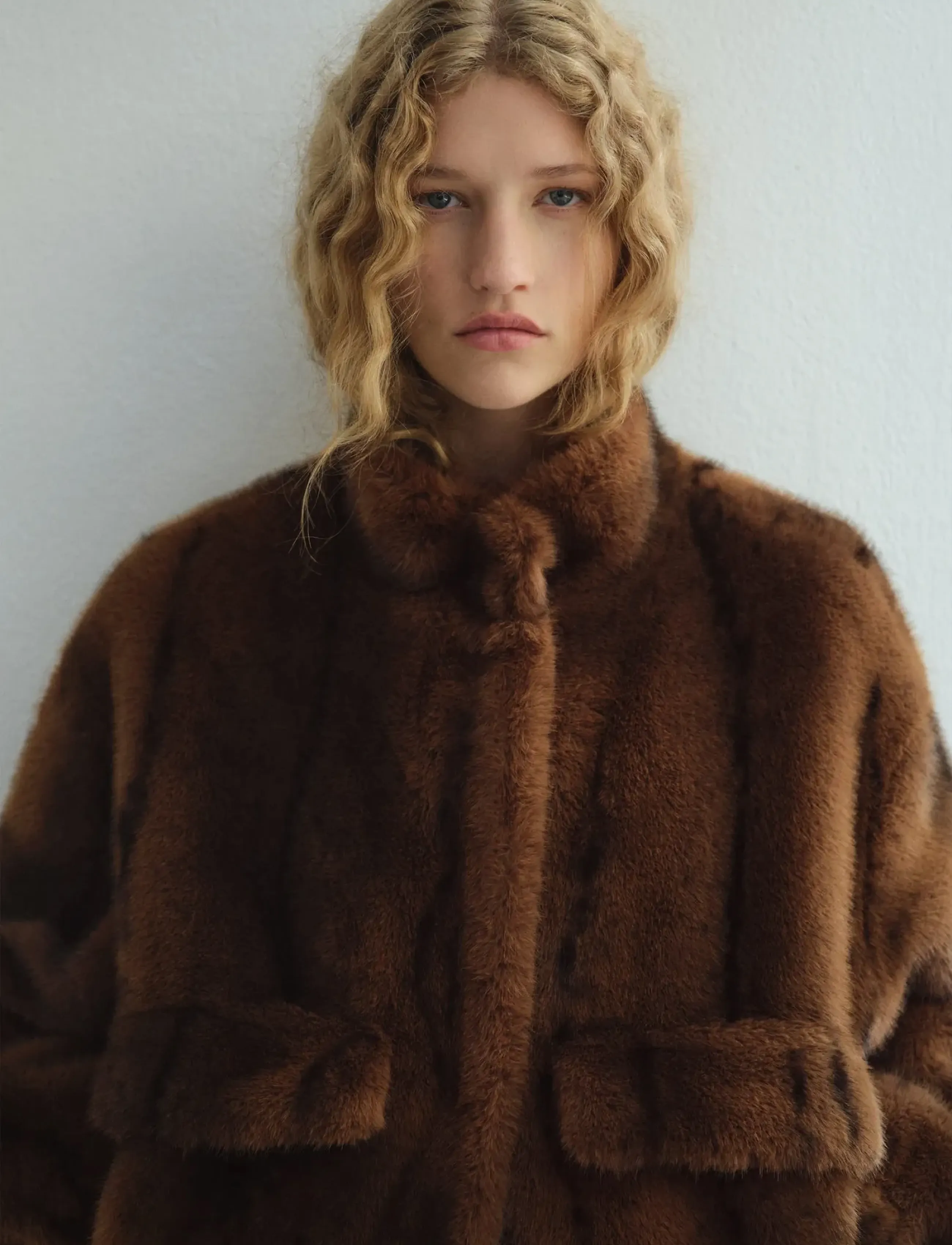 Mango Faux-fur jacket with pockets - Jackor & Kappor - MEDIUM BROWN / brown