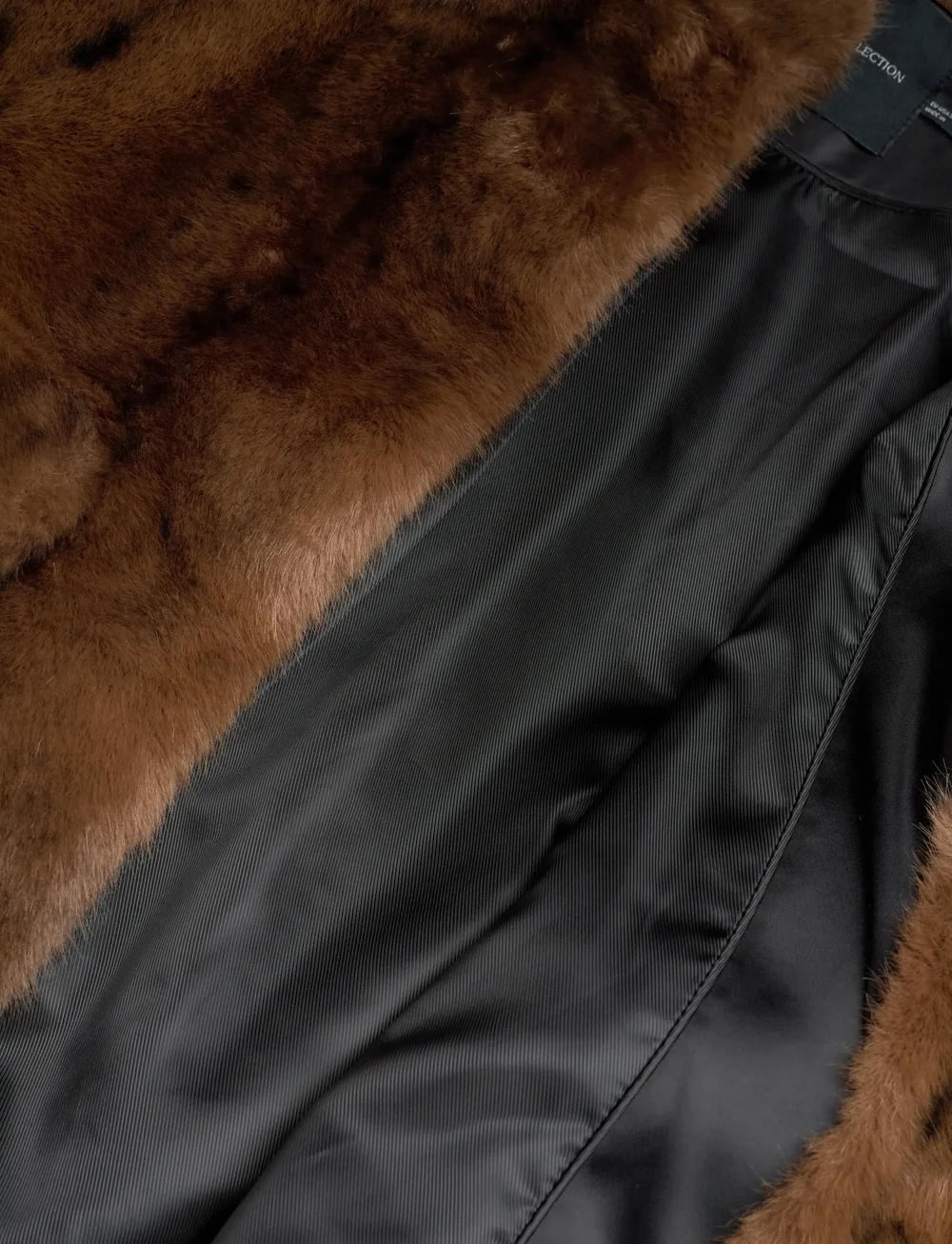 Mango - Faux-fur jacket with pockets - fuskpäls - medium brown - 5