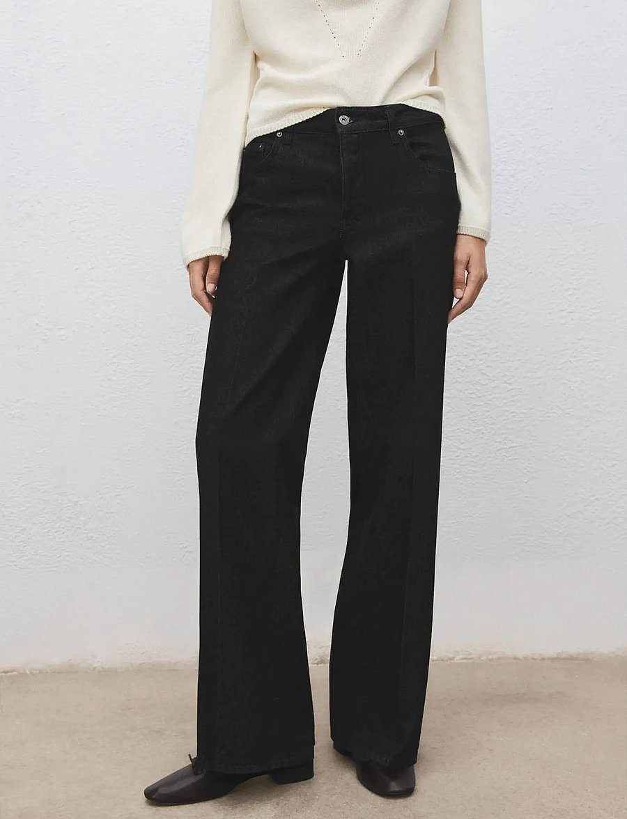 Mango - Straight low-waist jeans - gerade jeans - black - 0