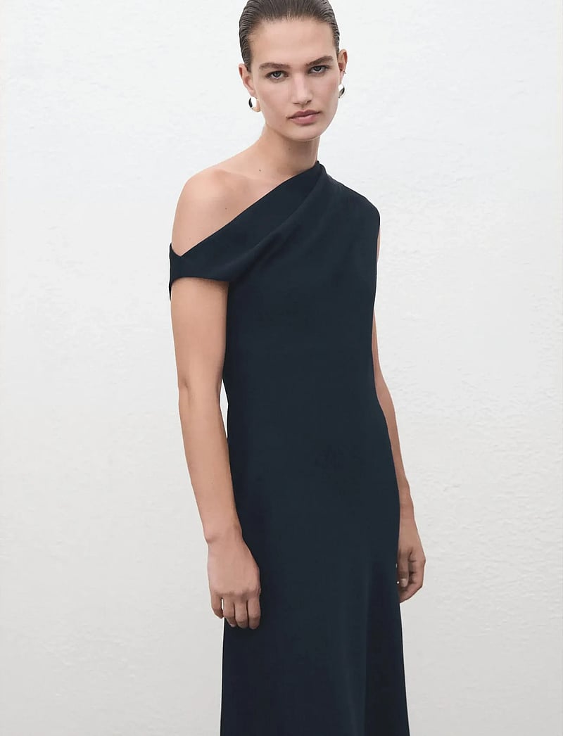Mango A-line Dress With Asymmetrical Neckline midi dresses shop at Booztlet Mango A-line Dress With Asymmetrical Neckline midi dresses shop at Booztlet