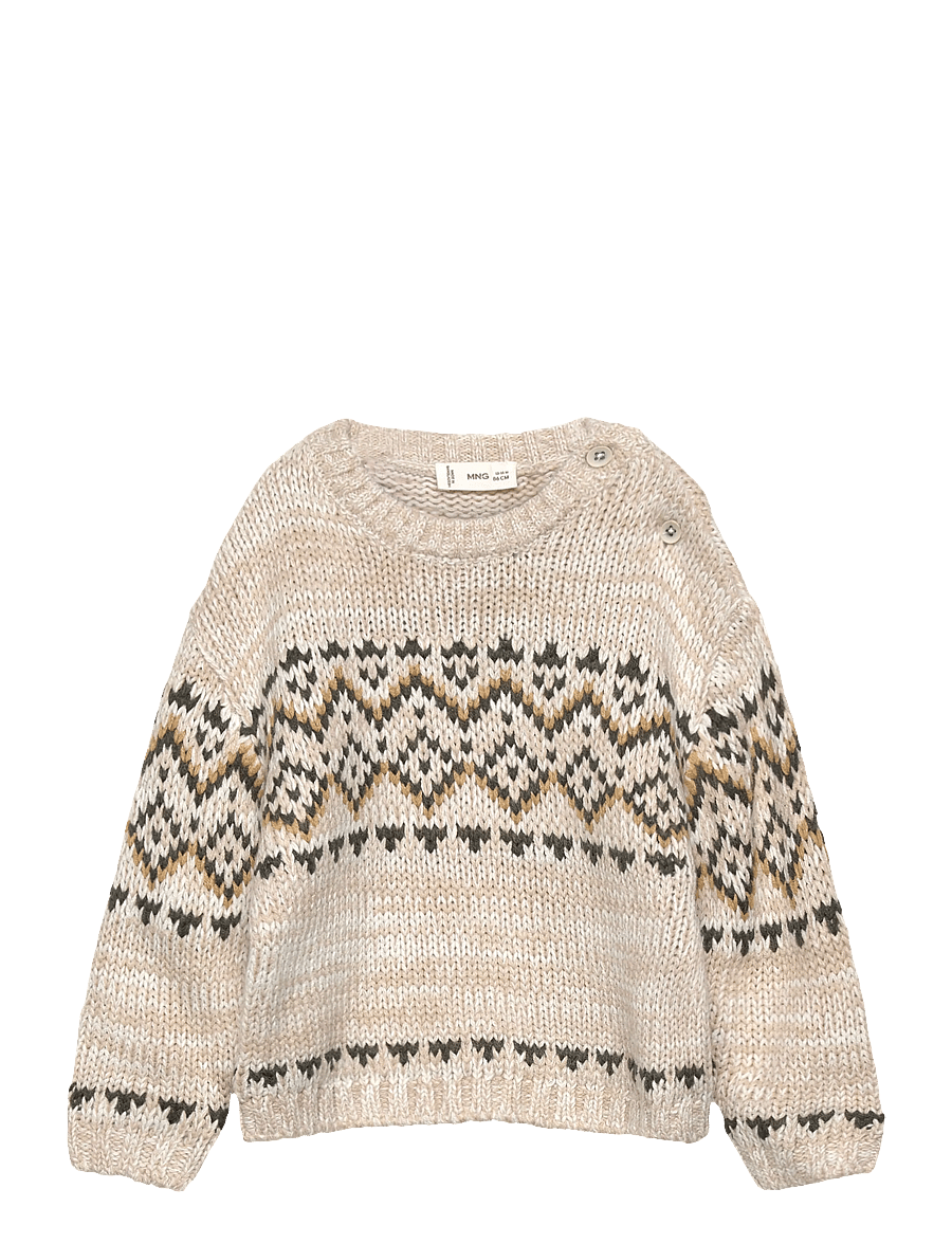 Mango - Jacquard knitted sweater - trøjer - light beige - 0