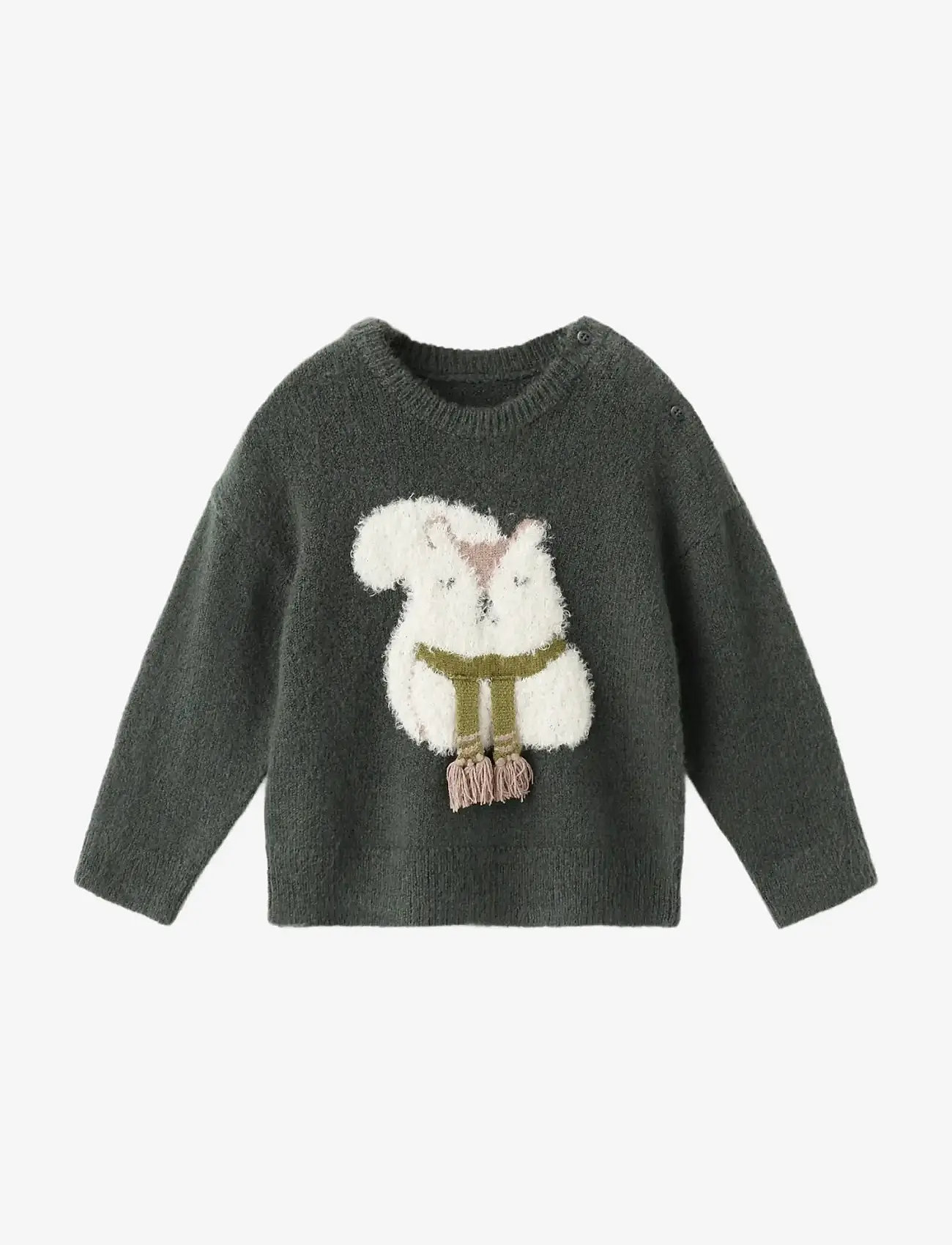 Mango - Sweater with embroidered animal - stickade tröjor - dark green - 1