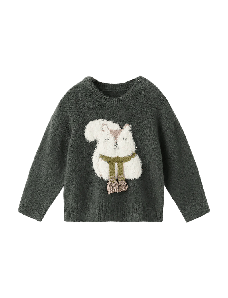 Mango - Sweater with embroidered animal - stickade tröjor - dark green - 1