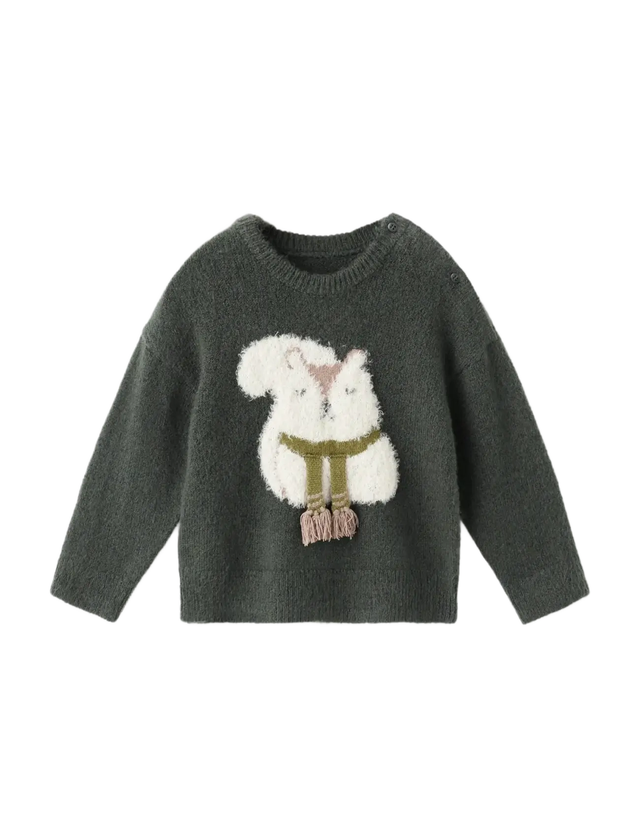 Mango Sweater with embroidered animal - Strik - DARK GREEN / khaki/green