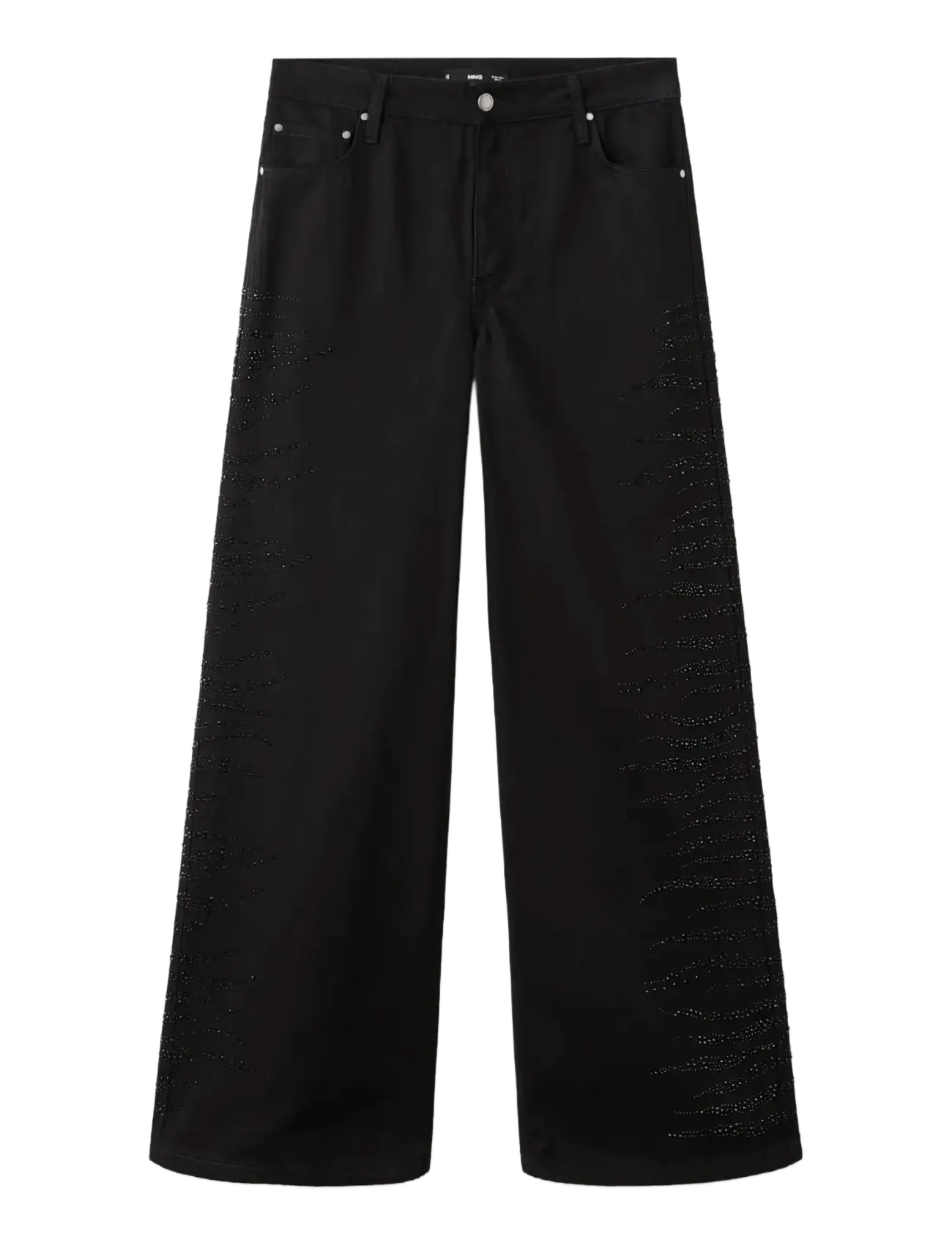 Mango Wide leg jeans with rhinestones - Mango - OPEN GREY / black