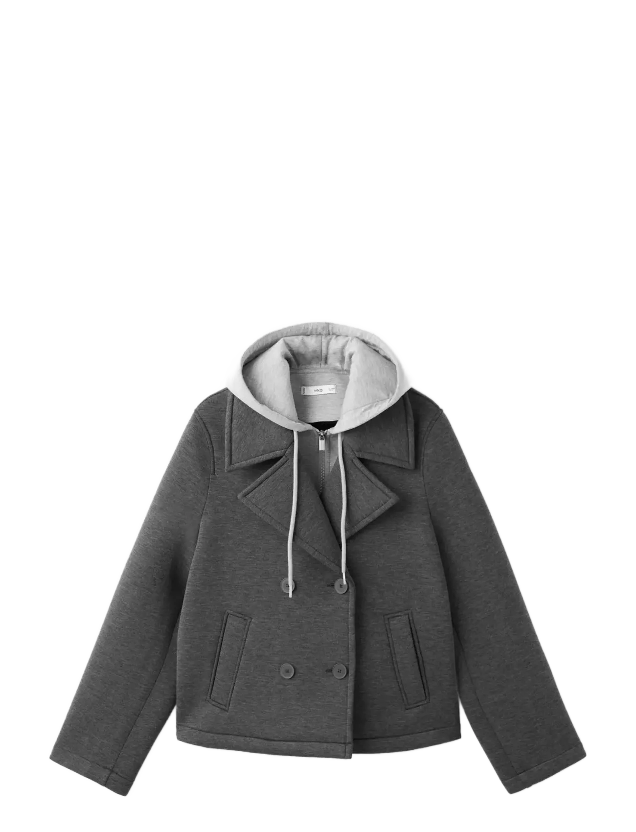 MANGO Combined Hooded Jacke Grau - L - Damen
