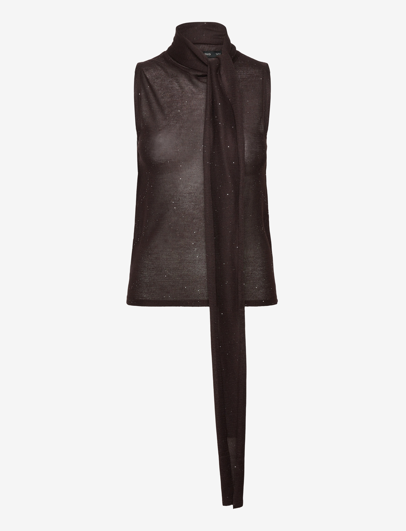 Mango - Shiny top with foulard - festtoppe - brown - 0