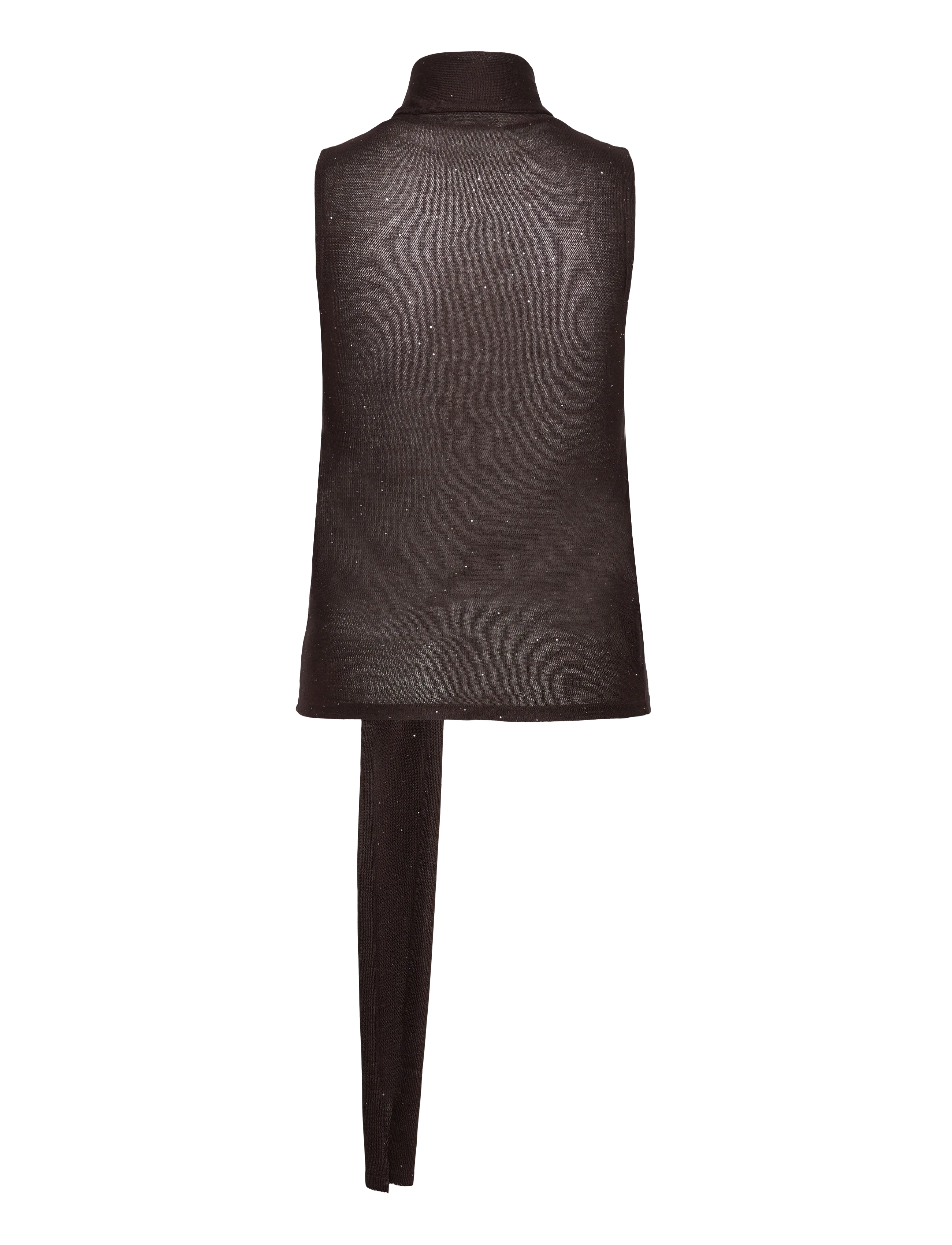 Mango - Shiny top with foulard - brown - 2