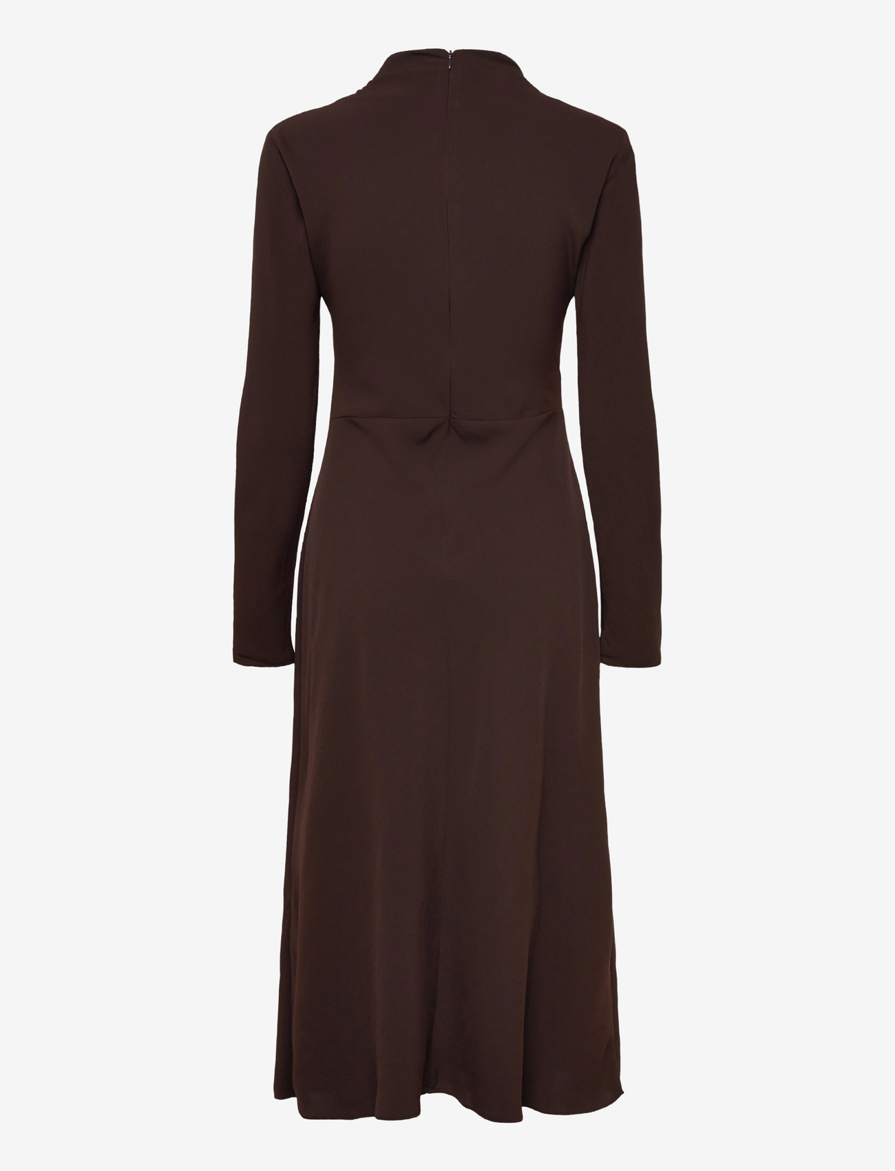 Mango - Ruched dress with draped neckline - dark brown - 2