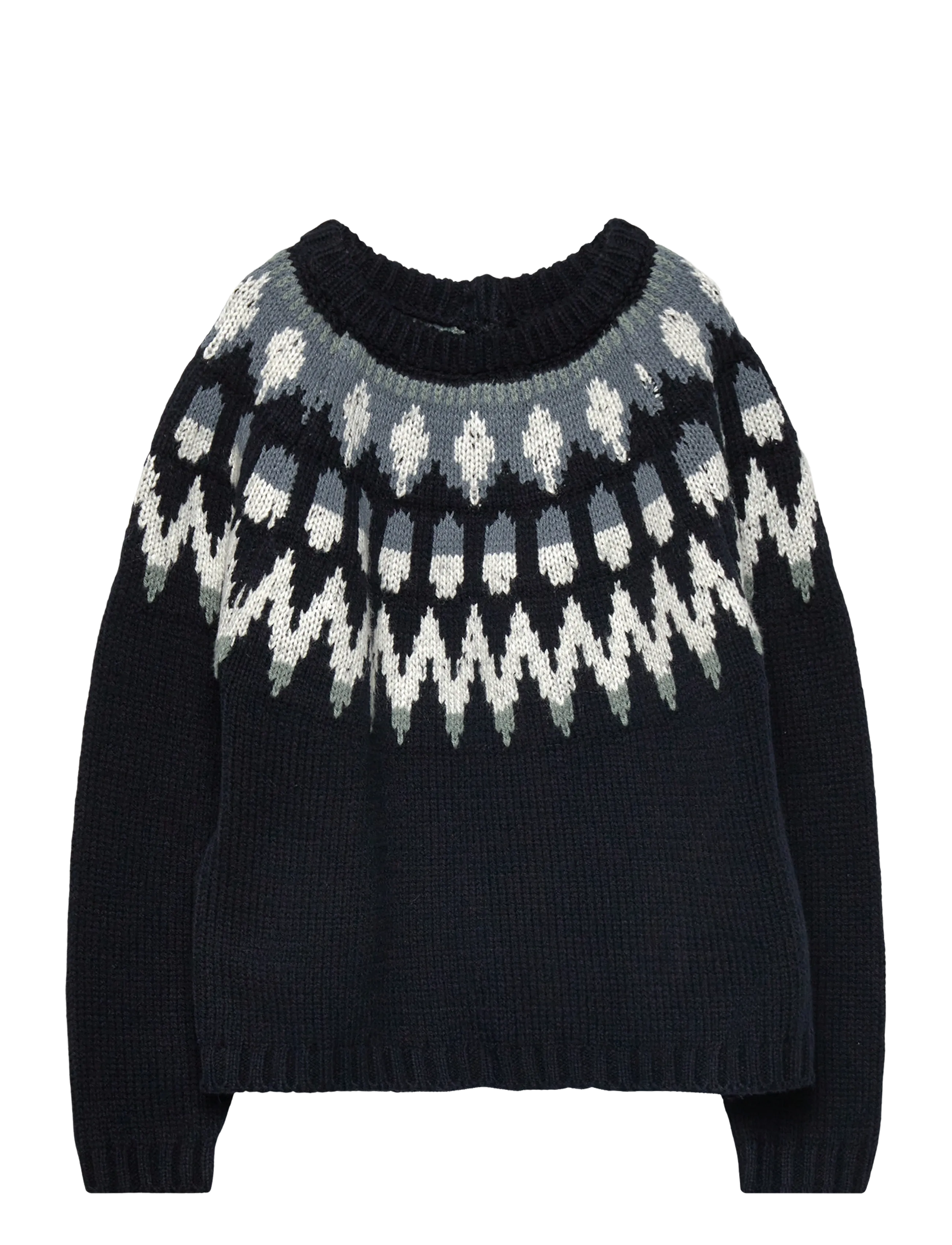Mango Jacquard knitted sweater - Strik - NAVY / navy