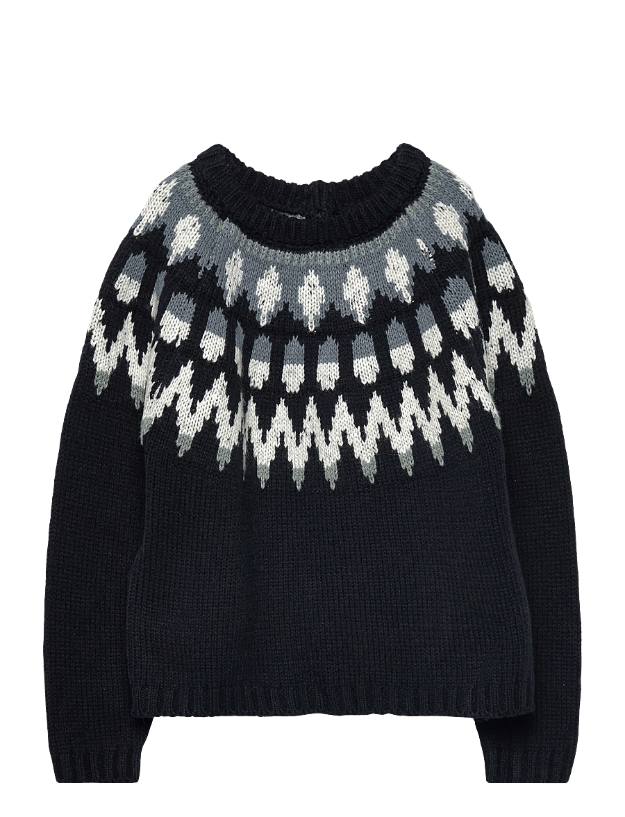 Mango - Jacquard knitted sweater - stickade tröjor - navy - 1
