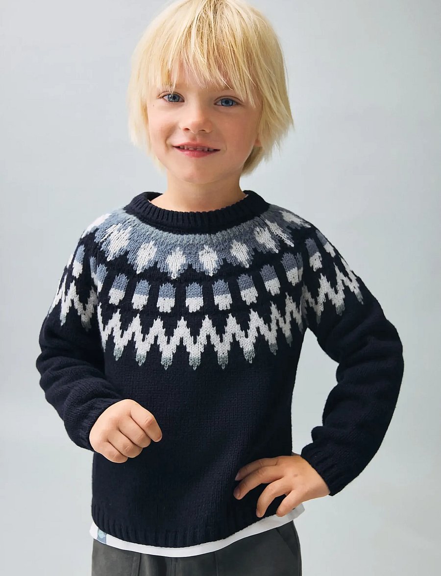 Mango - Jacquard knitted sweater - stickade tröjor - navy - 0
