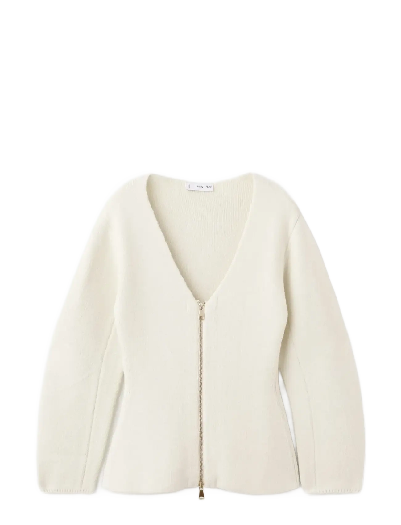 Mango Knitted jacket with zip - Cardigans - LIGHT BEIGE / cream