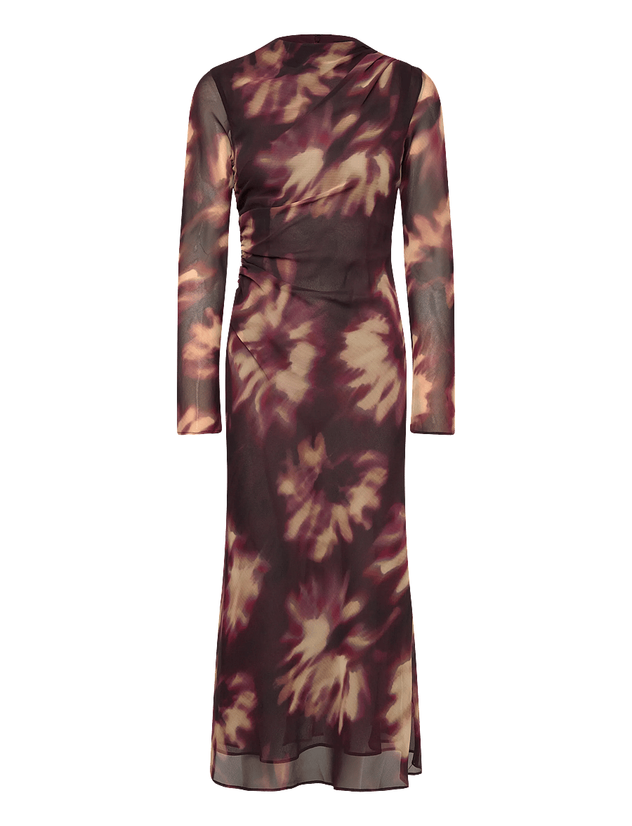 Mango - Tie-dye ruched dress - midi kjoler - dark red - 1
