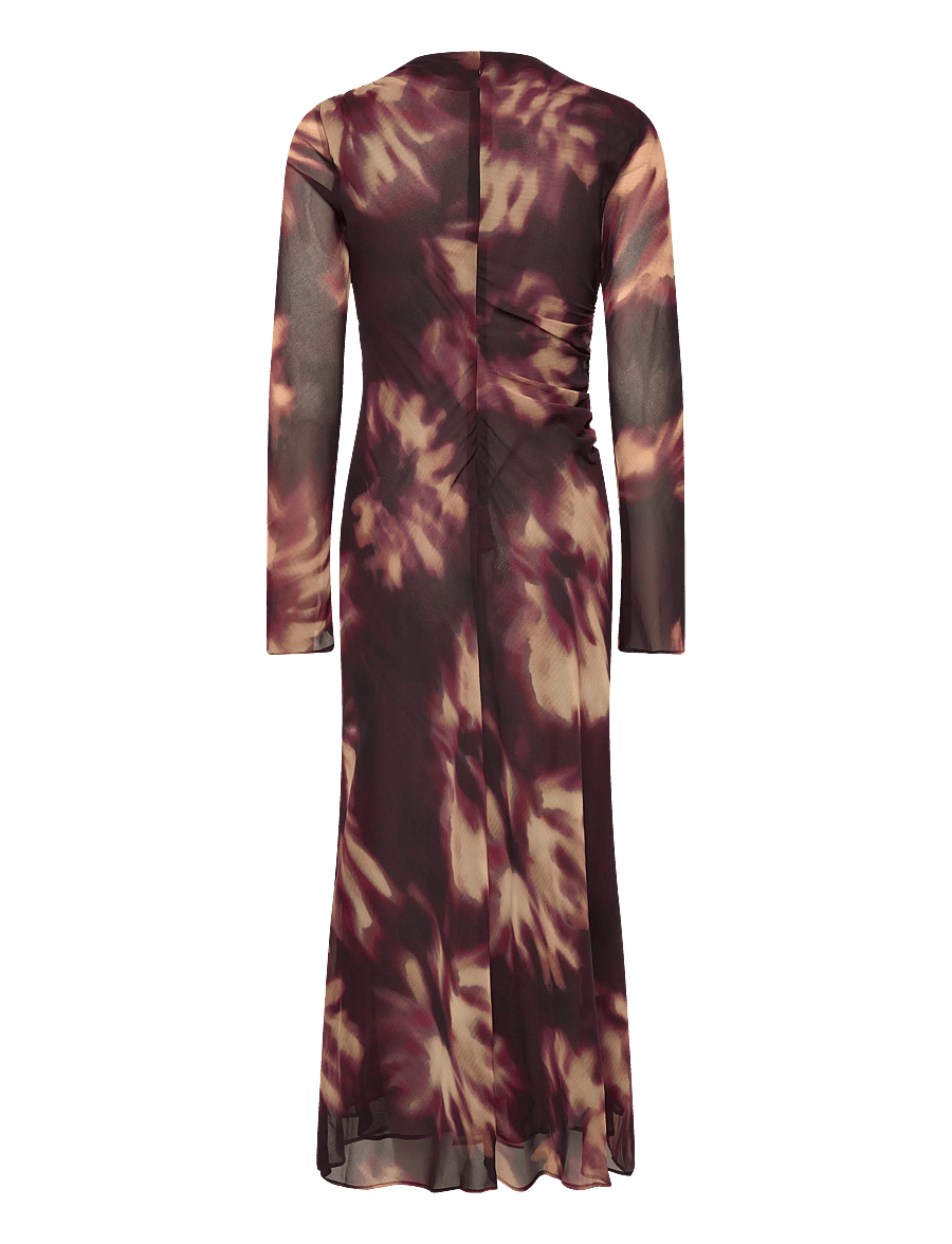 Mango - Tie-dye ruched dress - midi kjoler - dark red - 2