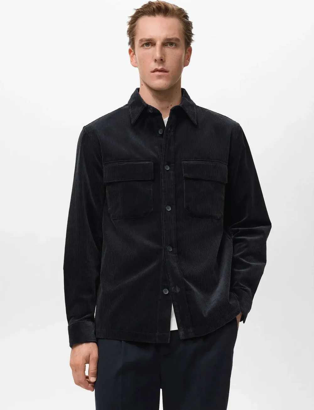 Mango - Corduroy overshirt with pockets - fløjlsskjorter - navy - 0