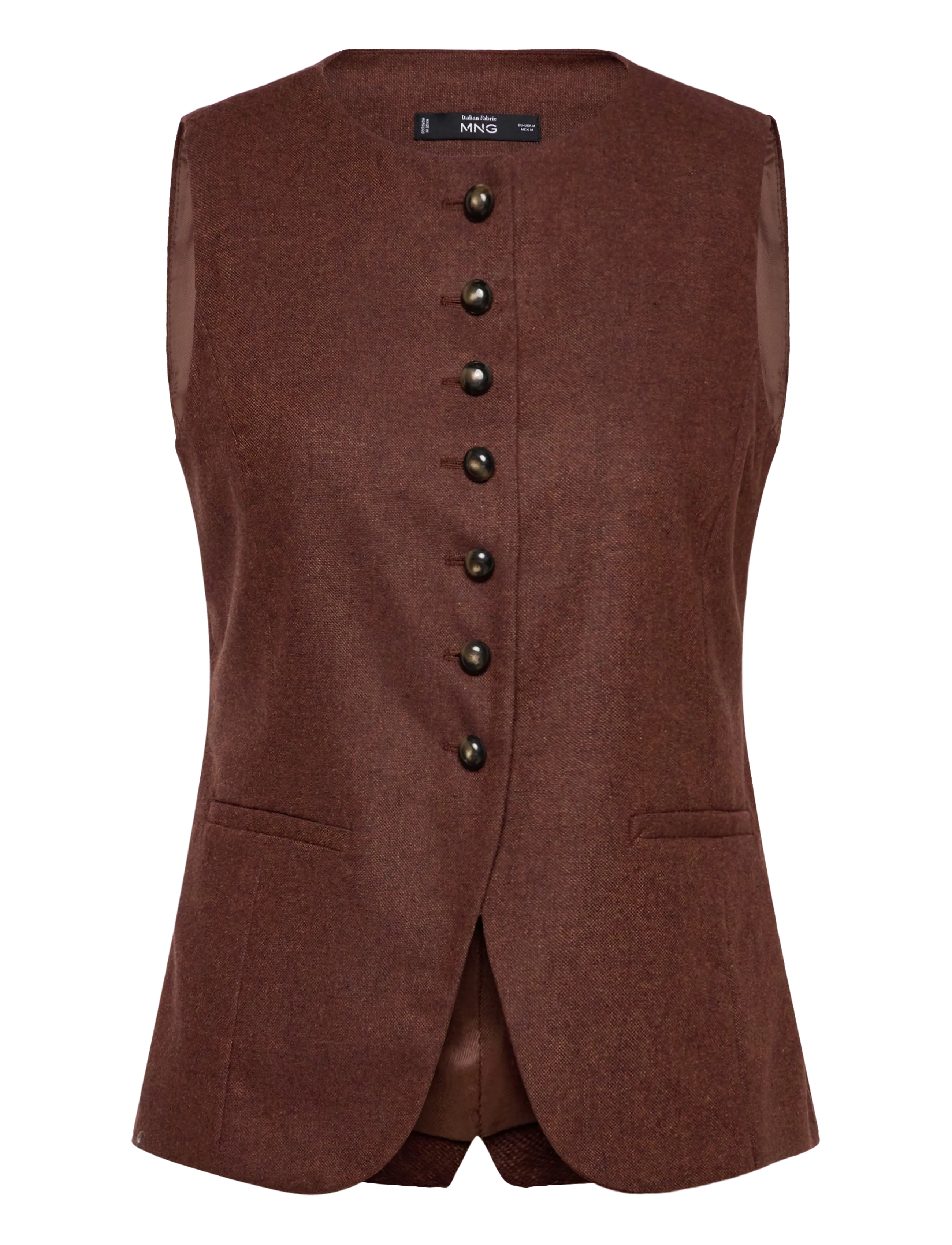MANGO Wolle-Blend Weste With Buttons Braun - L - Damen