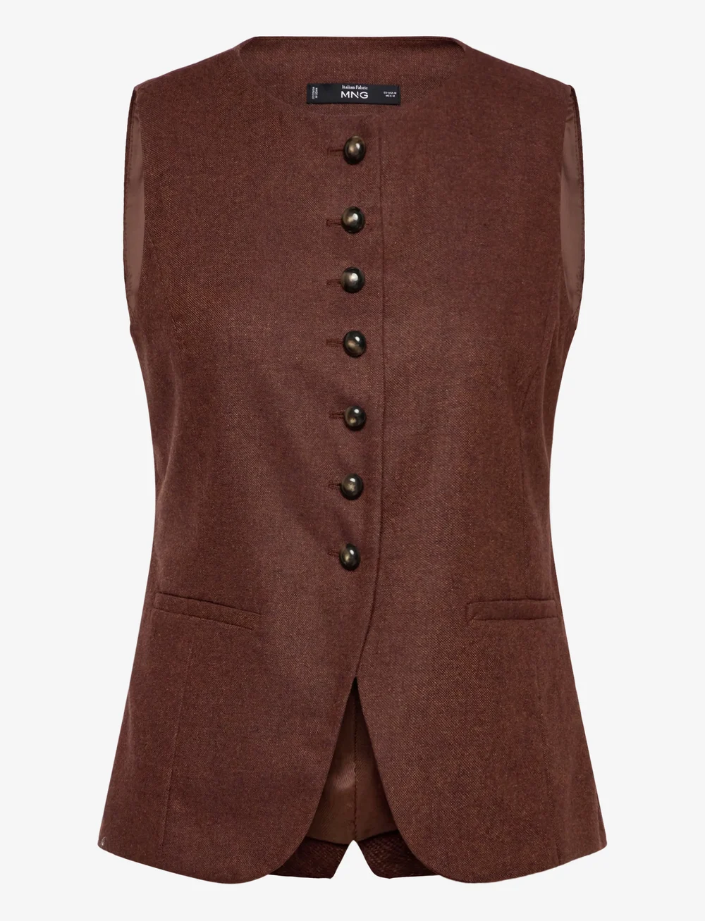 Mango - Wool-blend gilet with buttons - efterårsjakker - medium brown - 0