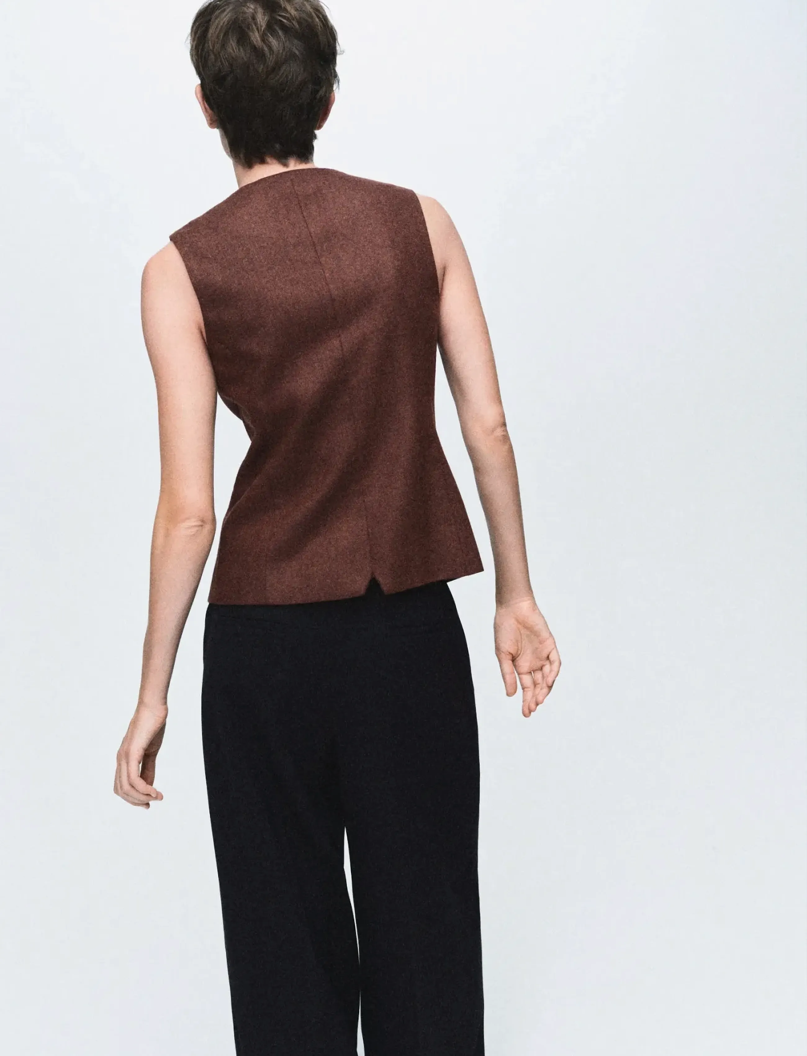 Mango - Wool-blend gilet with buttons - festkläder till outletpriser - medium brown - 3