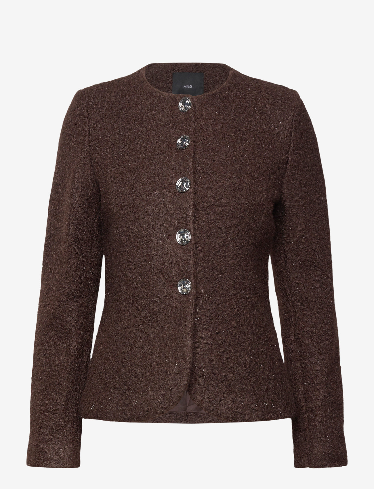 Mango - Bouclé jacket with jewel buttons - enkeltradede blazere - brown - 1