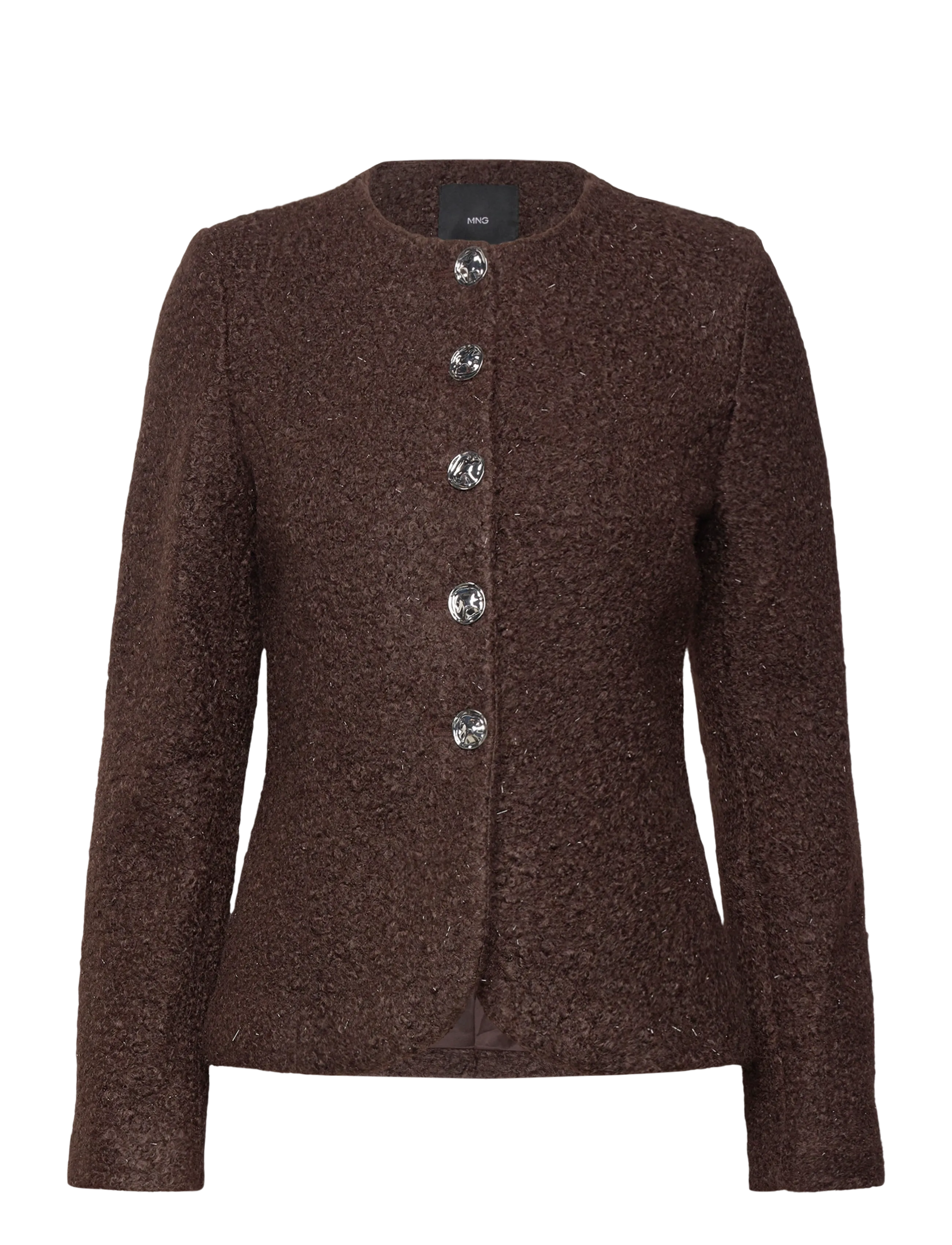 Bouclé jacket with jewel buttons - BROWN