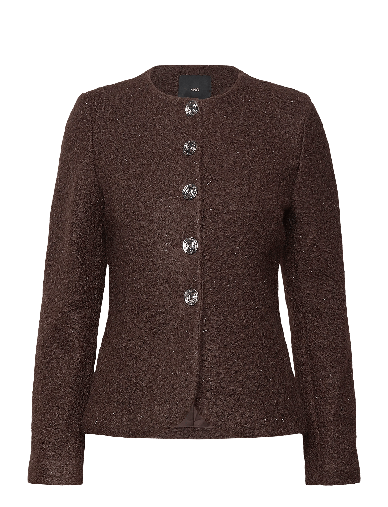 Mango - Bouclé jacket with jewel buttons - enkeltradede blazere - brown - 1