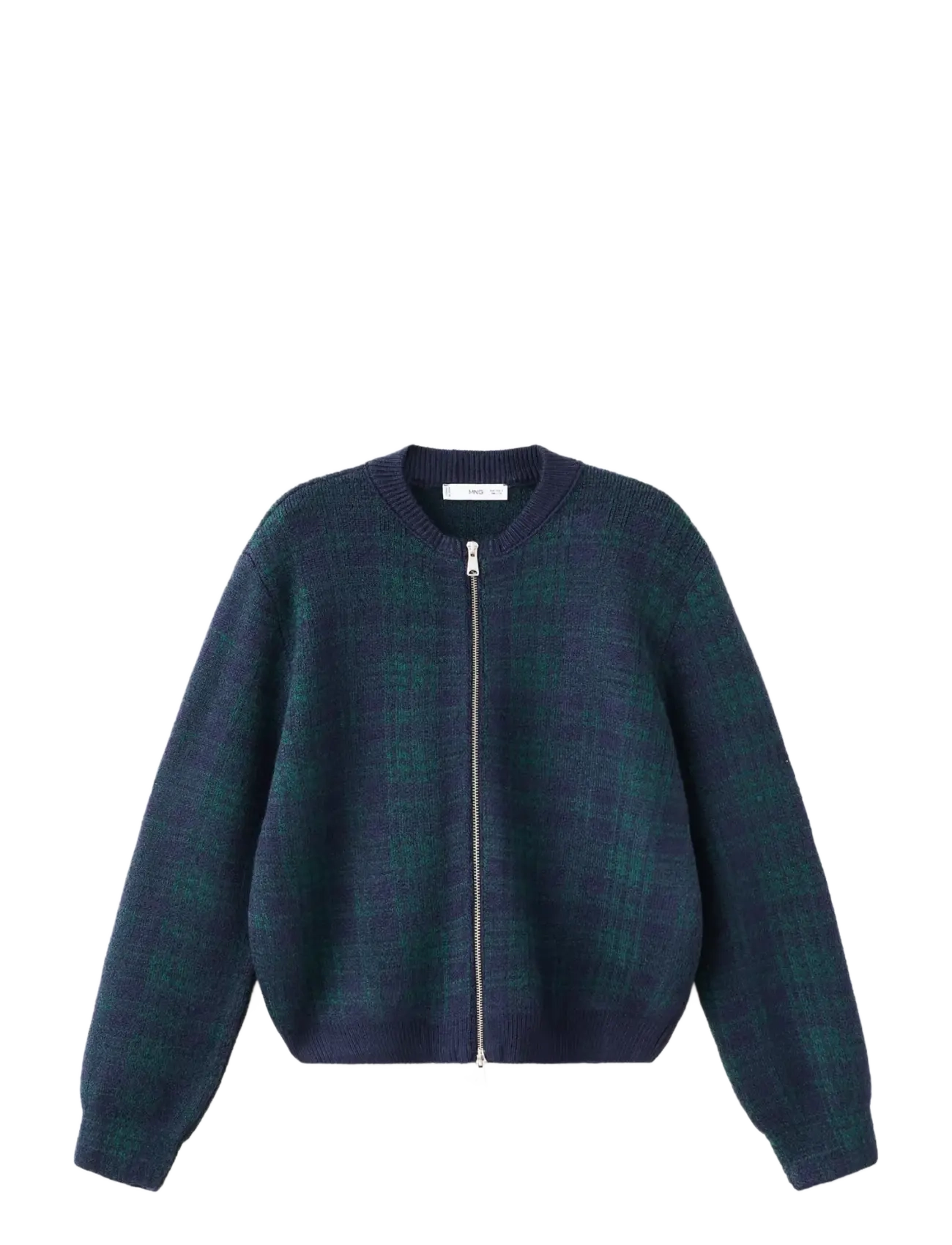 MANGO Checkered Zipper Cardigan Grün - M - Damen