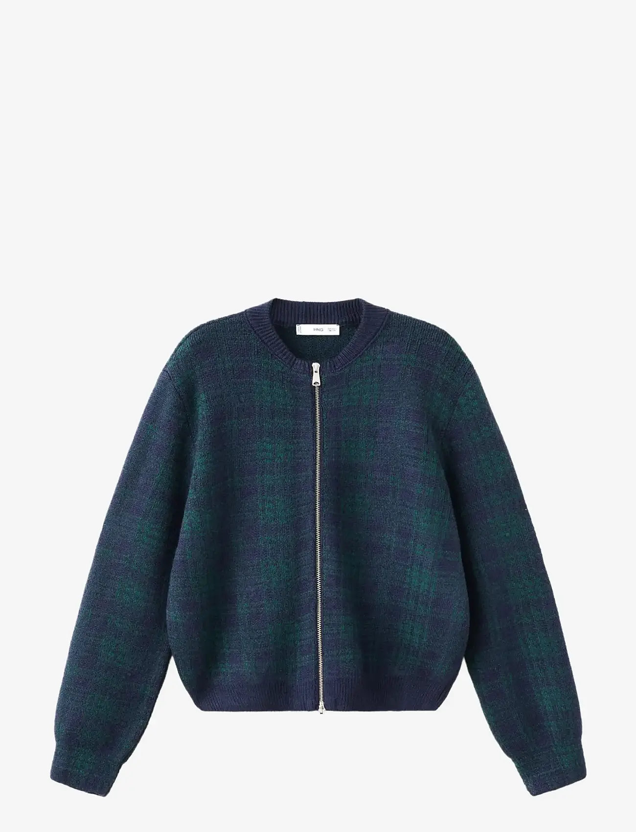Mango - Checkered zipper cardigan - cardigans - green - 1