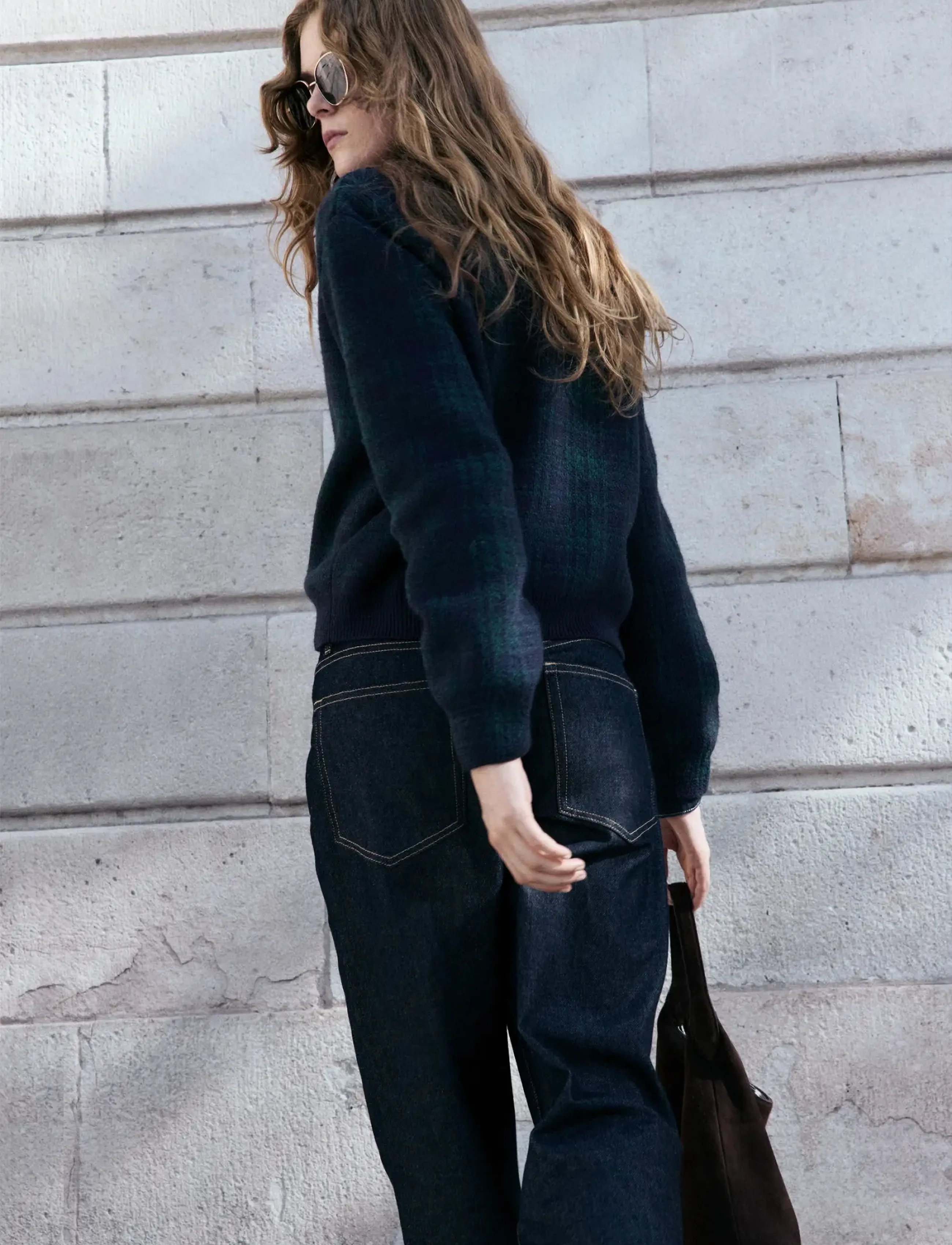 Checkered Zipper Cardigan 2