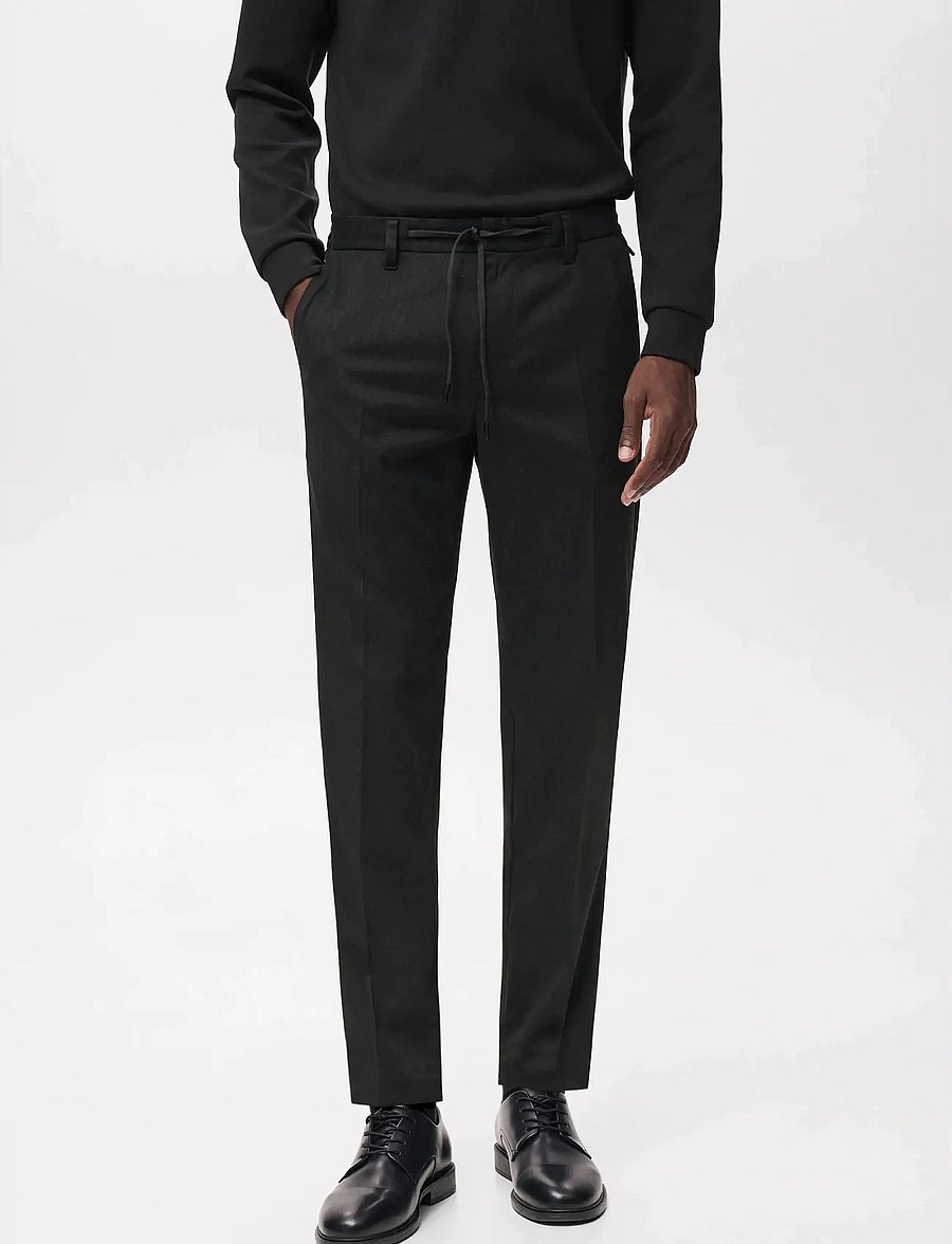 Mango - Slim-fit Thermolite® flannel trousers - casual bukser - dark grey - 0
