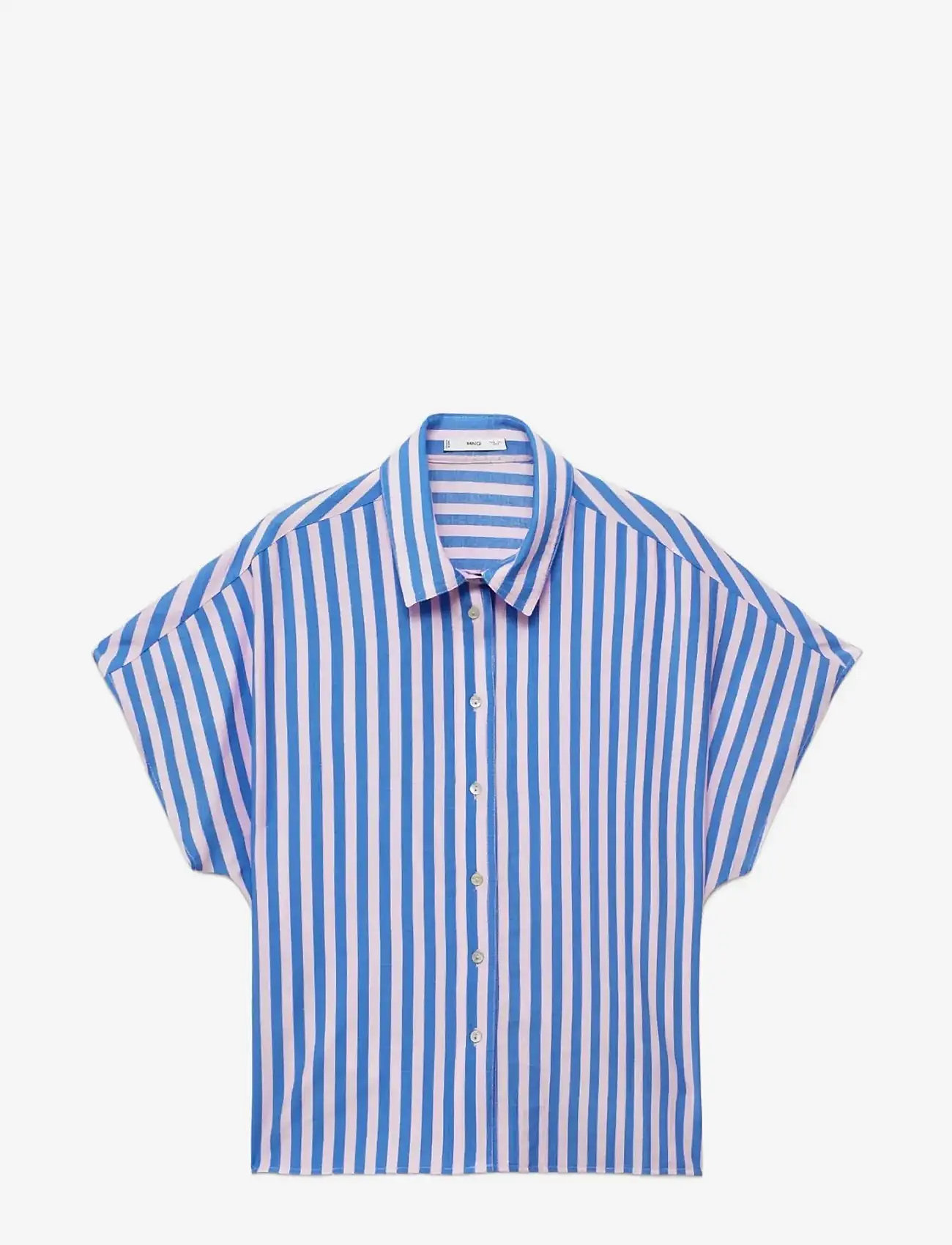 Mango - Short sleeve striped shirt - medium blue - 1