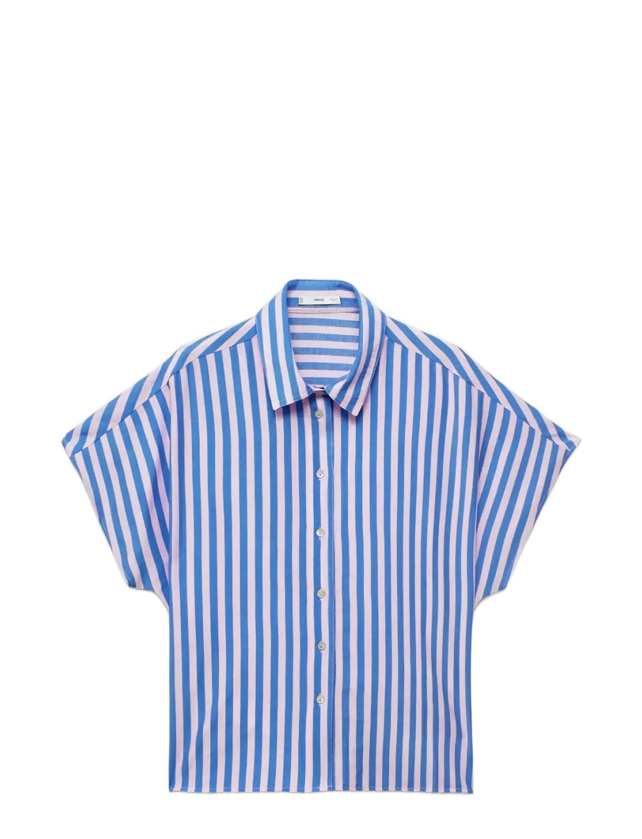 Mango Short sleeve striped shirt - Kläder - MEDIUM BLUE / blue