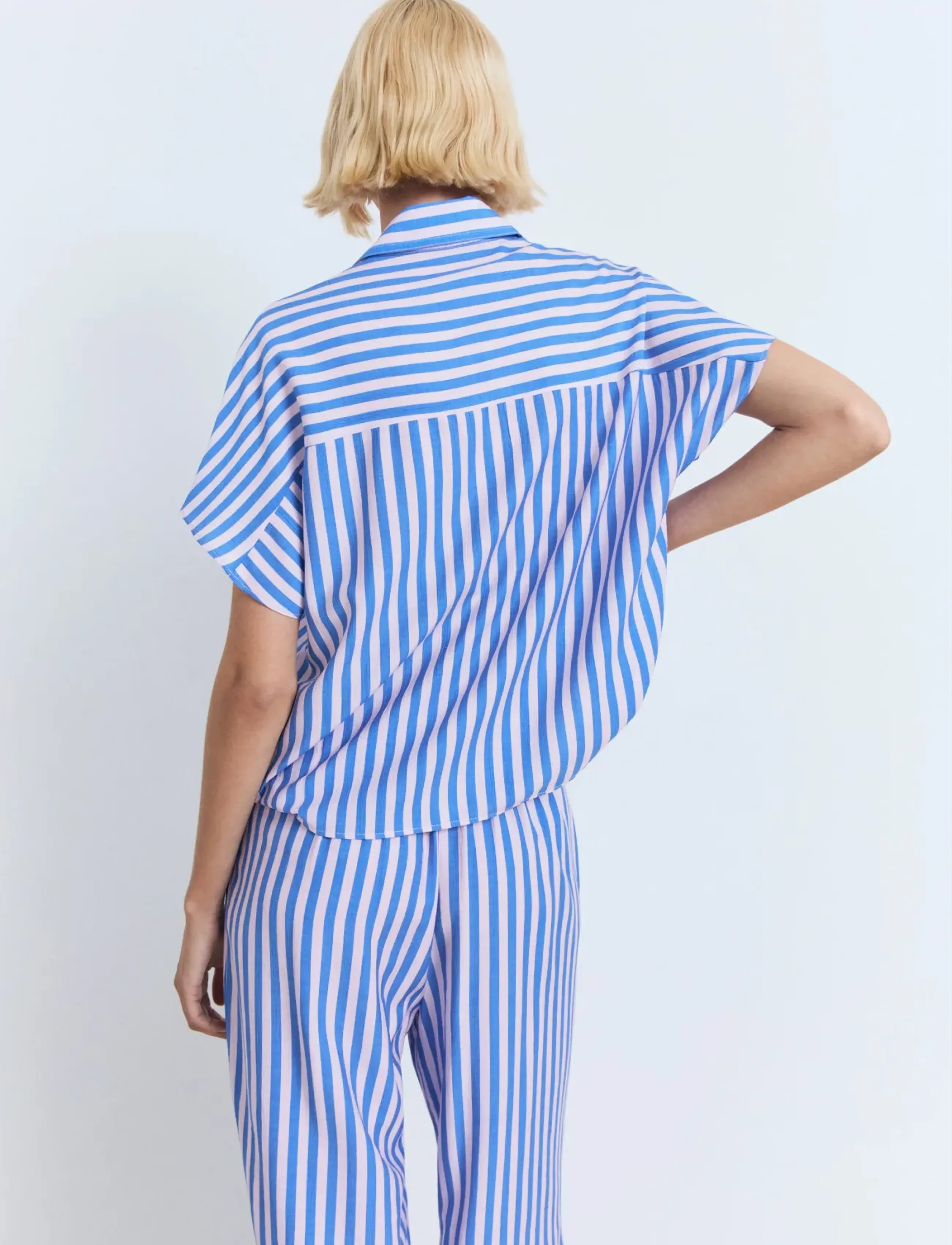 Mango - Short sleeve striped shirt - medium blue - 3