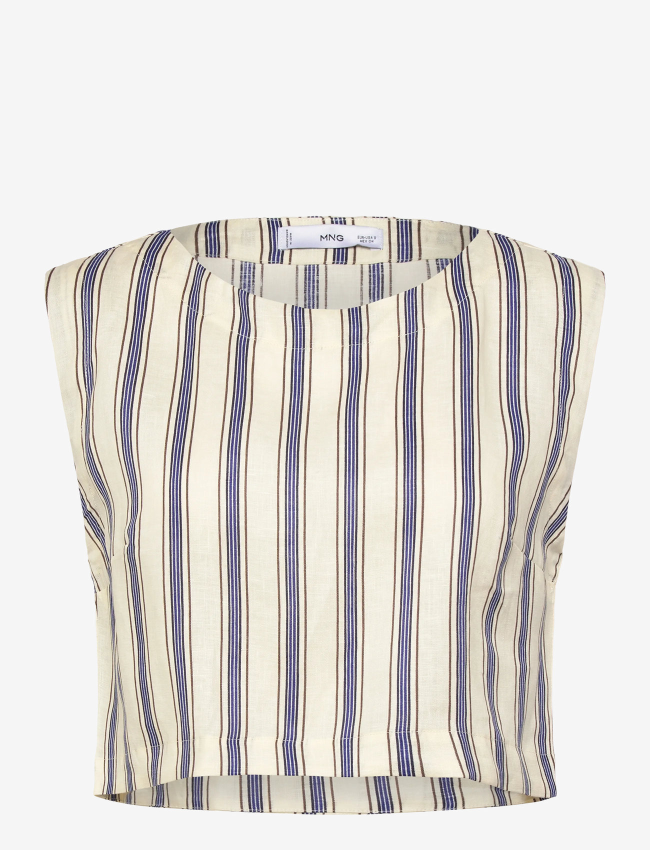 Mango - Striped linen top - lowest prices - light beige - 0