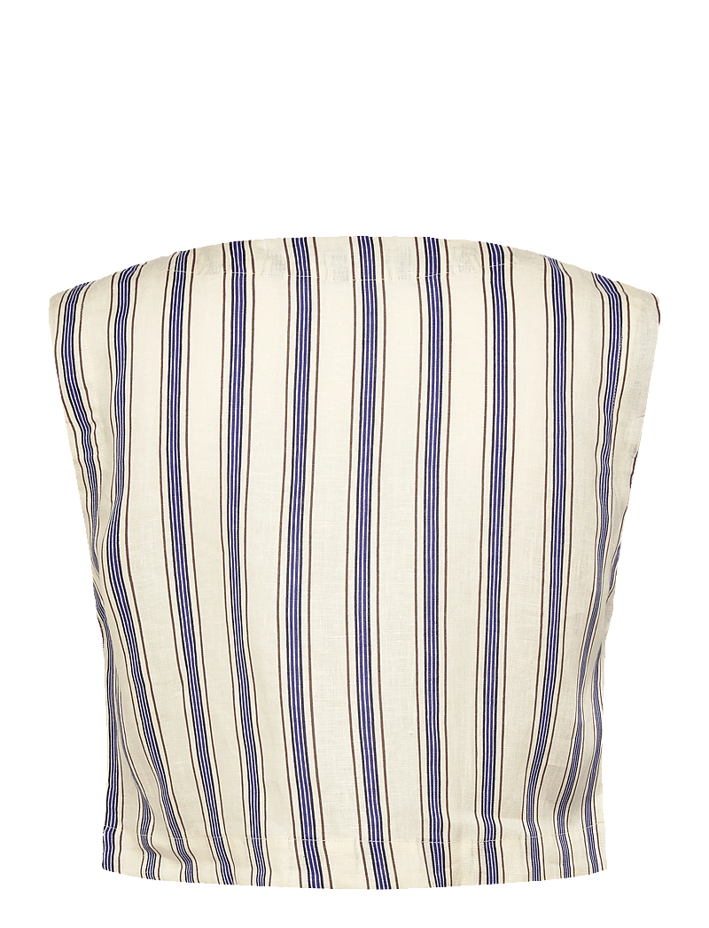 Mango - Striped linen top - crop tops - light beige - 2