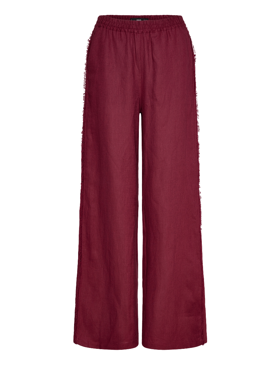 Mango - Linen suit trousers with frayed ends - leinenhosen - dark red - 1