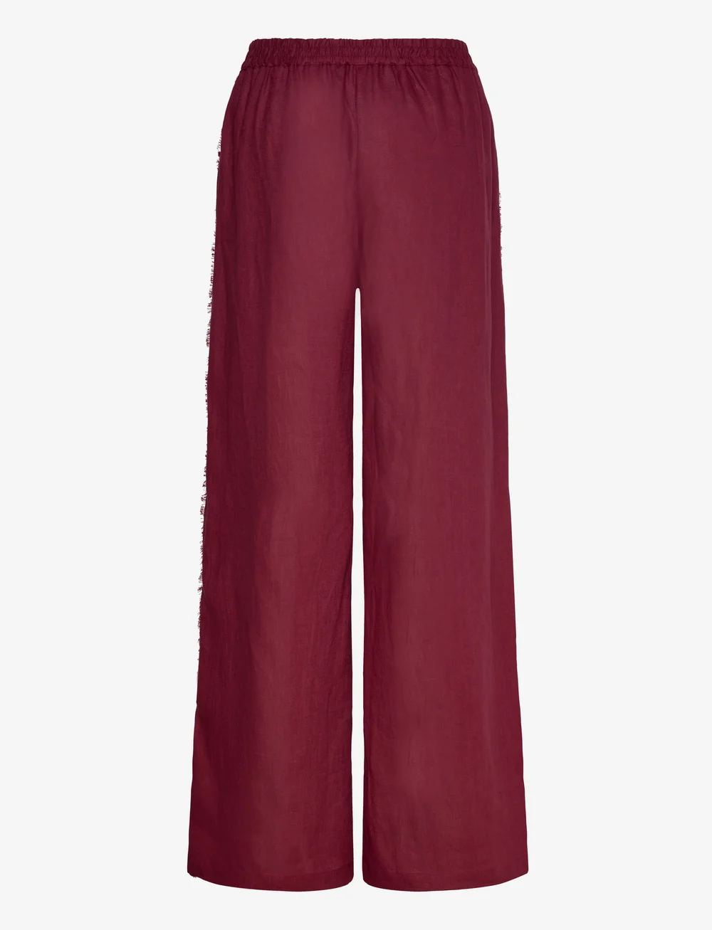 Mango - Linen suit trousers with frayed ends - hørbukser - dark red - 2