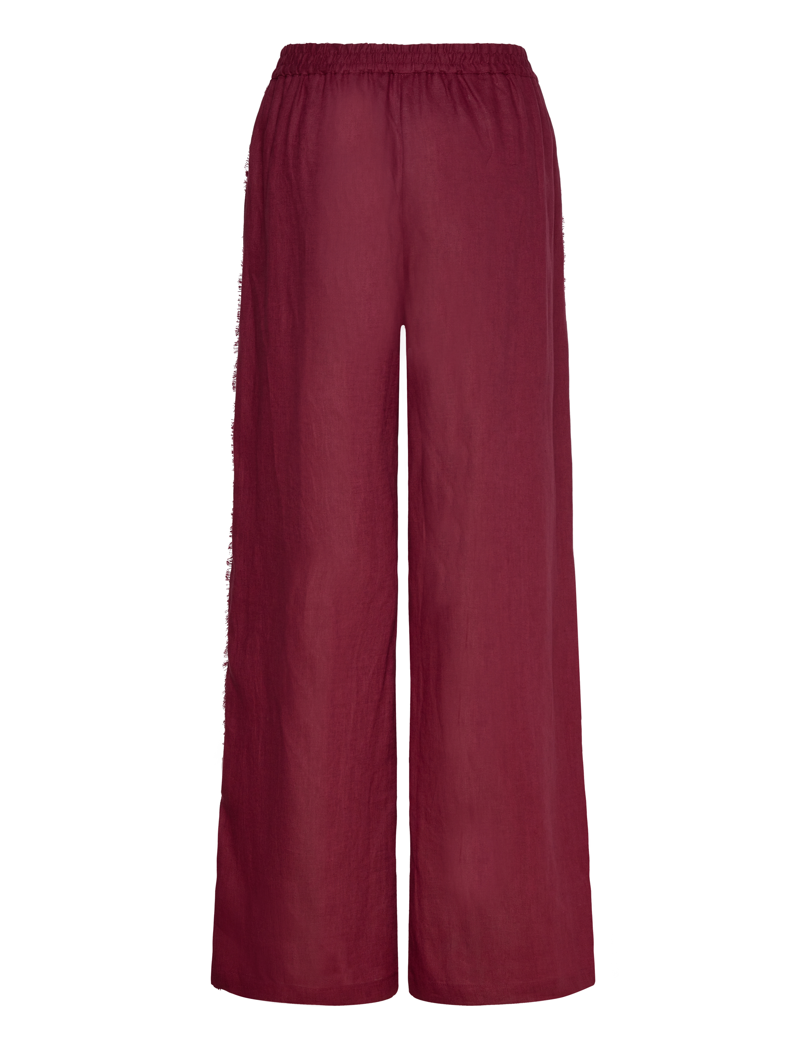 Mango - Linen suit trousers with frayed ends - linbukser - dark red - 2